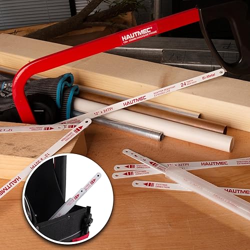 Miniatura 7 de HAUTMEC Hojas de sierra para metales de 12 pulgadas 32 TPI  Paquete de 10 cuchillas de repuesto bimetálicas con dientes de acero de alta velocidad y