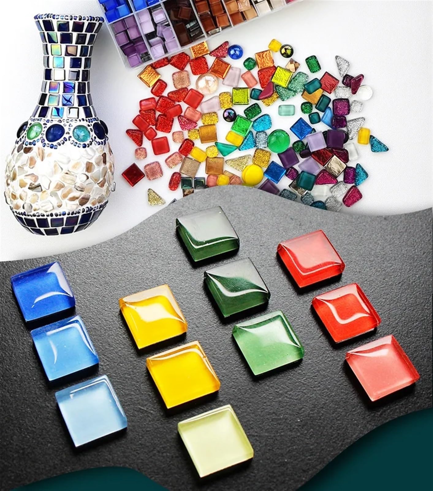 Azulejos de mosaico poligonales Arts, Azulejos de mosaico con espejo vidrio, multicolor, 1 cm x, paquete 100(Lilac,1cm*1cm)