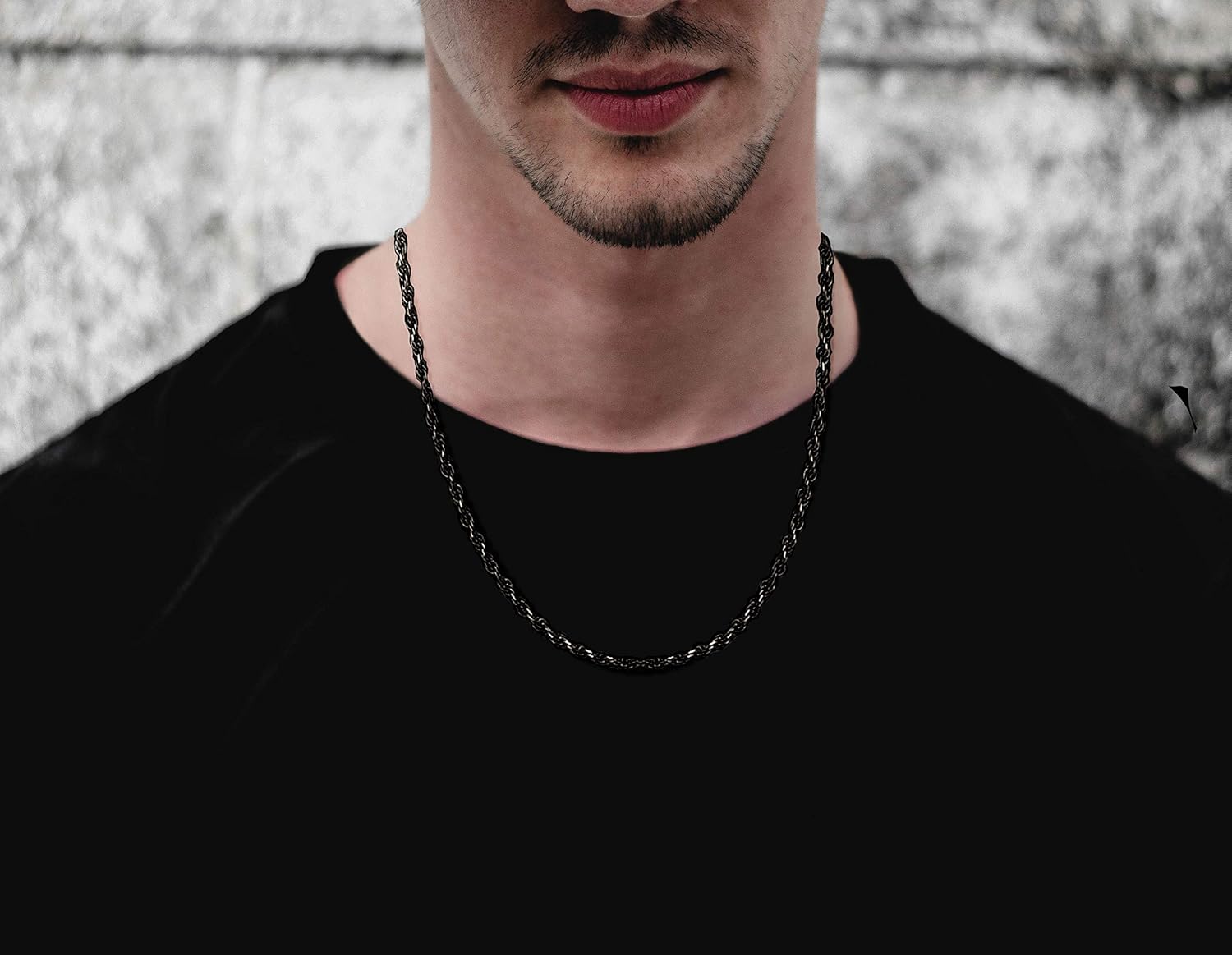 Savlano 2mm-5mm Stainless Steel Black Color Rope Twist Necklace Chain For Men & Women Comes in 16-30 inches With a Gift Box - Image 5