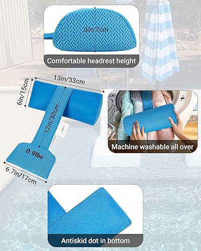 Miniatura 8 de AOSYCO Almohada para reposacabezas para patio, tumbona, almohada de spa para adultos con cola pesada antideslizante, cojín para exteriores para