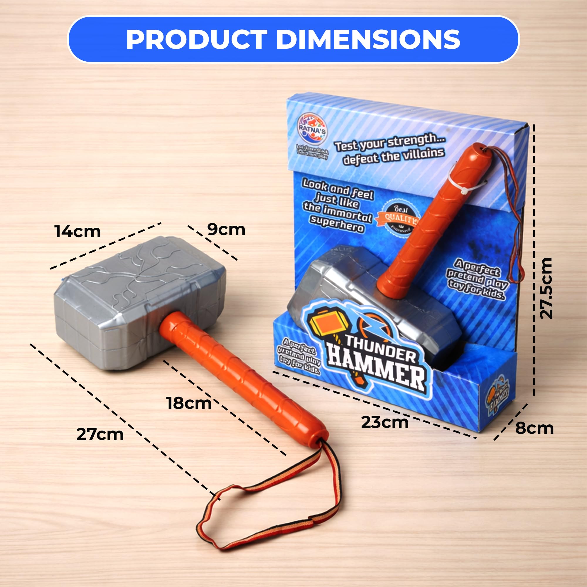 Ratna's Thunder Hammer Toy for Kids, Plastic, Light Weight, a Pretend Play Toy Weapon for Boys, Kids 4