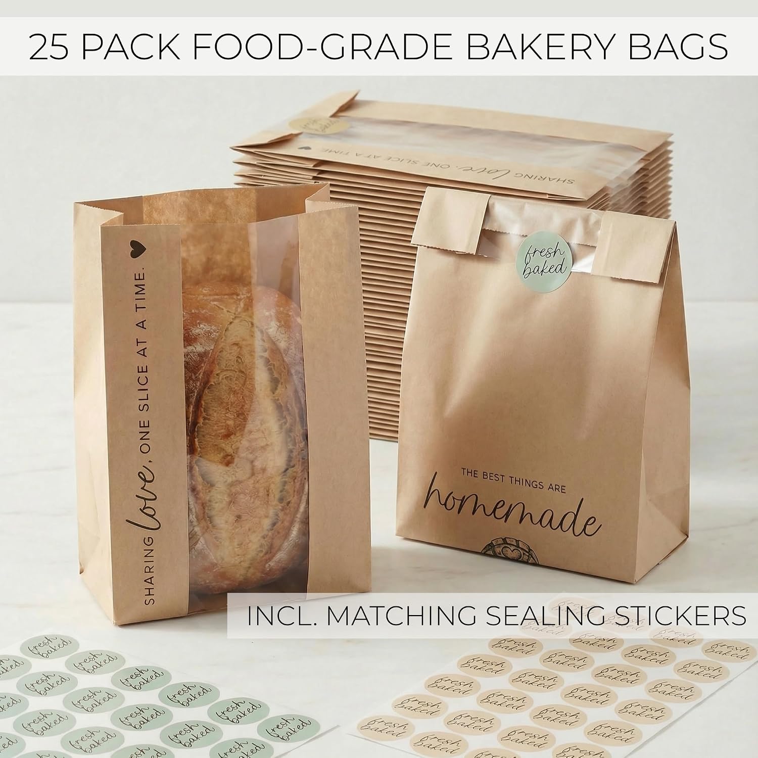 Beautiful Bread Bags for Homemade Bread - Clear Window Bakery Paper Bags image 3