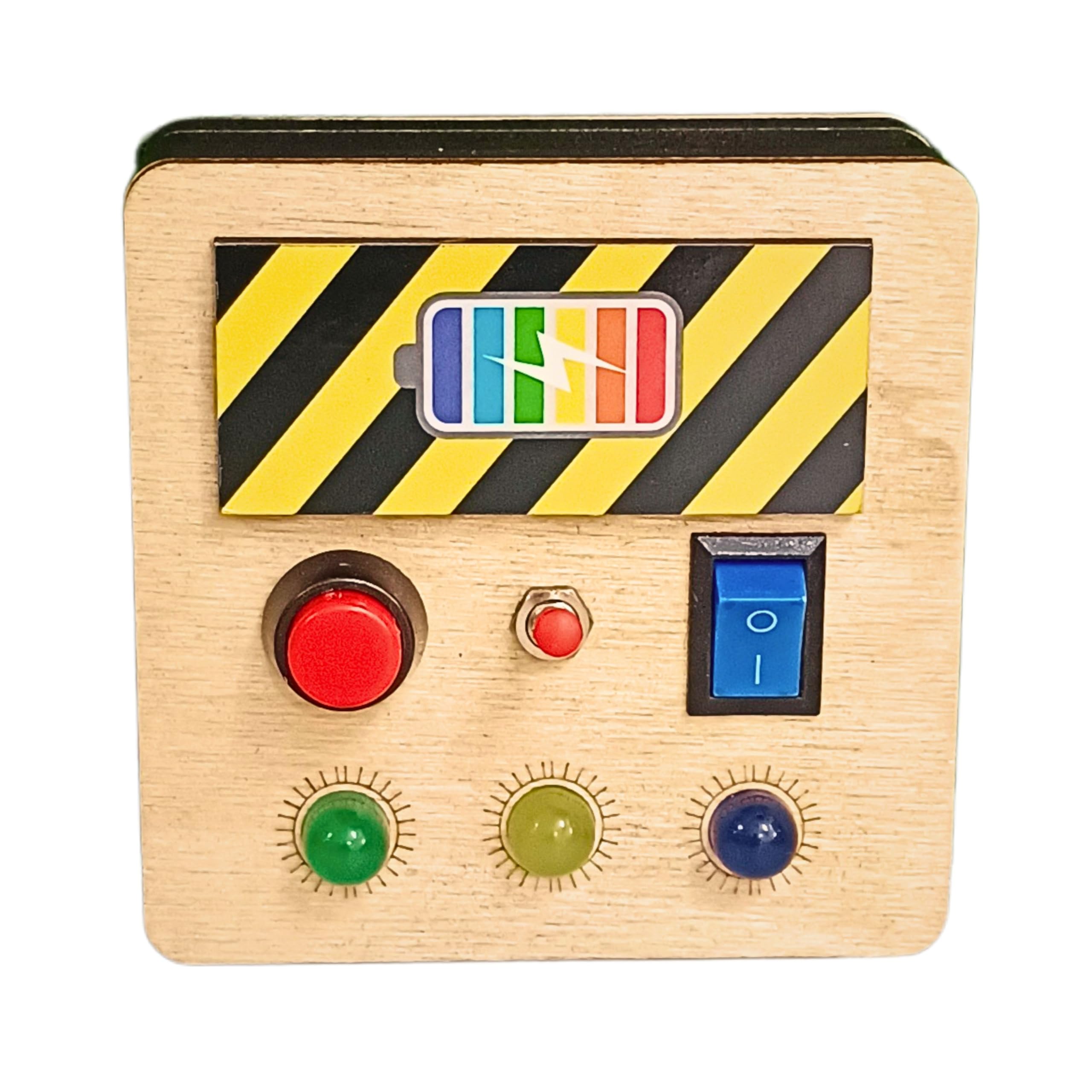 Metclap Wooden Busy Board for Toddlers 1-3 Years β Montessori Sensory Activity Board with LED Lights & Switches | Early Learning Fine Motor Skills Toy | Travel-Friendly Educational Busy Toy