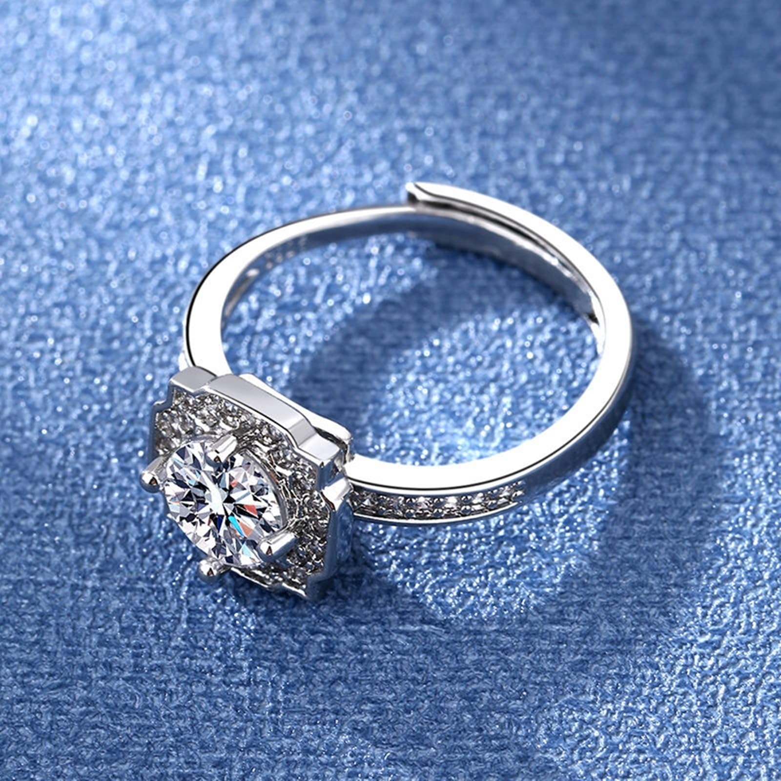 Modny pierścionek unikalna obrączka ślubna z białego złota 18K laboratoryjny diament kwiat z cyrkonią rozmiar H 1/2 moda dla cioci biżuteria noworoczna