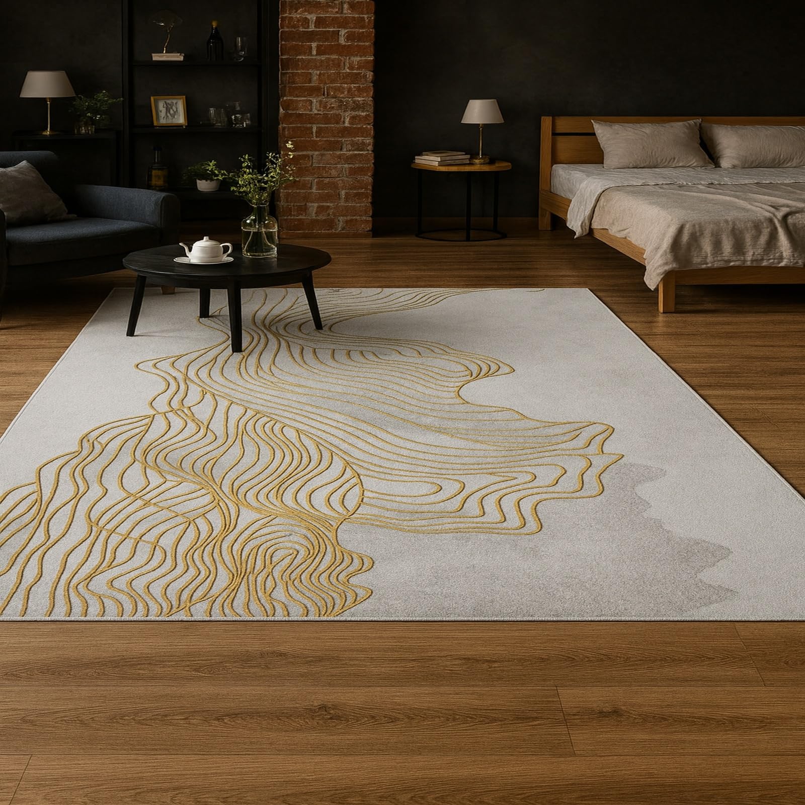 Tapis de salon chambre 90x150 cm lavable antidérapant cuisine gris
