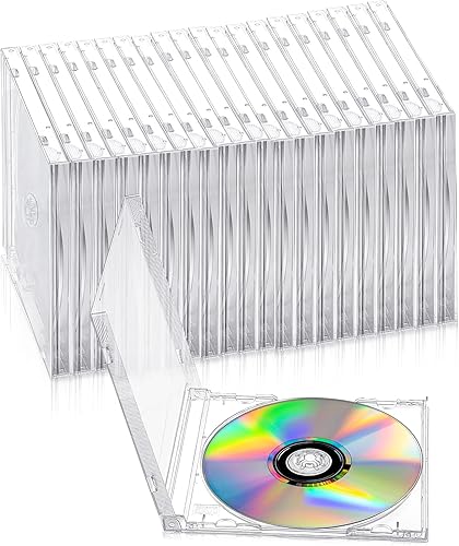 QZONELIFE 12pcs CD DVD Clear Slim Cases, Standard Single Clear CD Case, Transparente Forma Cuadrado Disco Clam Shell
