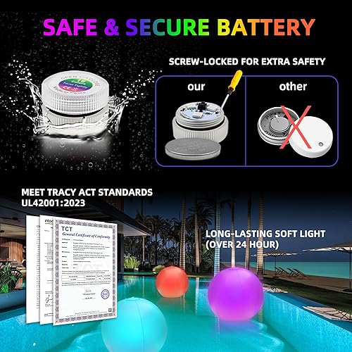 Miniatura 7 de 4 Pack Light-Up Beach Balls, 16 Glow-in-the-Dark Inflatable Pool Toys, Floating Balls with 16 Colors and 4 Lighting Modes, Perfect for Kids' Outdoor