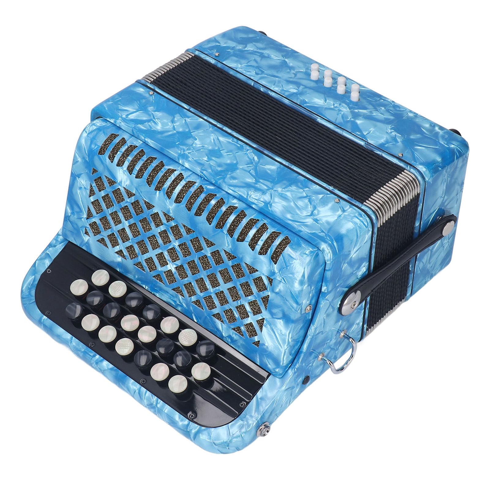 Strumento Musicale Professionale per Fisarmonica a 22 Tasti e 8 Bassi con Comodi Controlli, Design Portatile per Spettacoli Ed Esercitazioni (cielo blu)