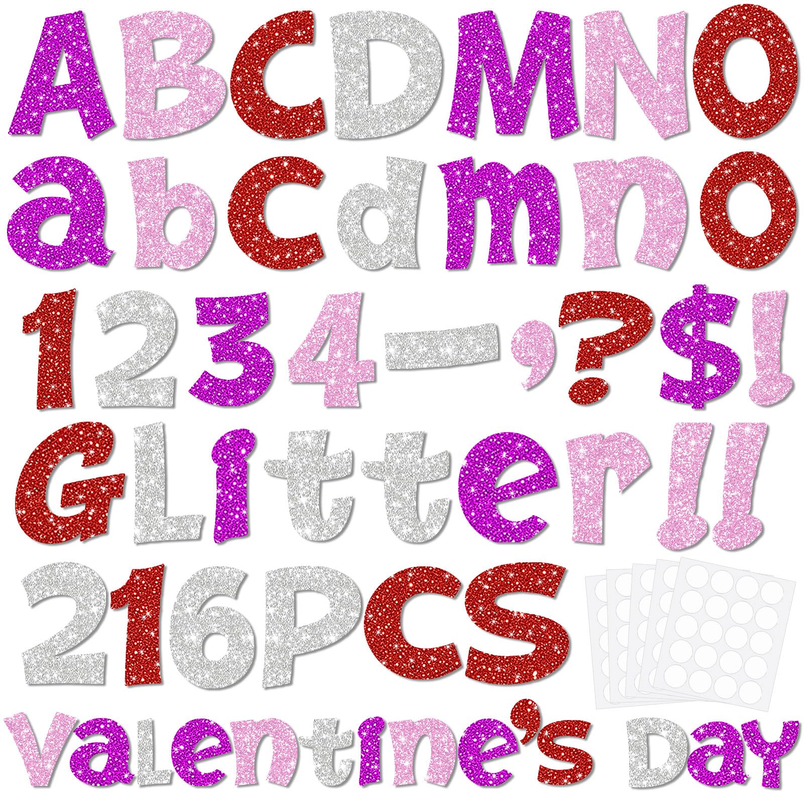 Colarr 216 Pcs Glitter Bulletin Board Letters for Classroom, 4 Inch
