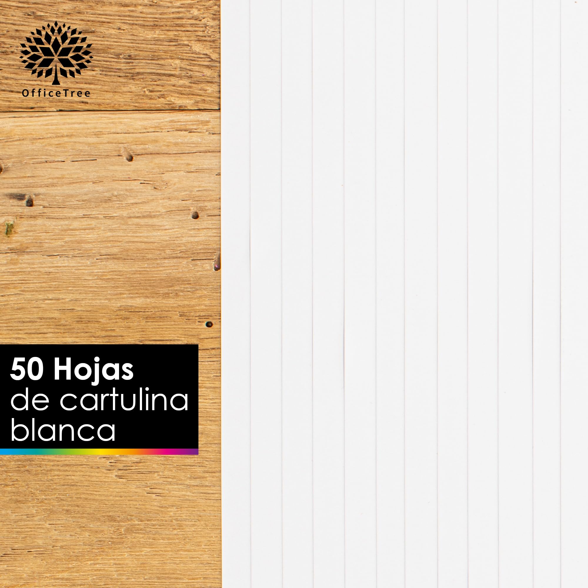 OfficeTree 50x Cartulina Blanca A4 300g - Cartulinas Blancas A4 para Manualidades, Recortar e Imprimir - Papel A4 300gr - Cartulina Gruesa