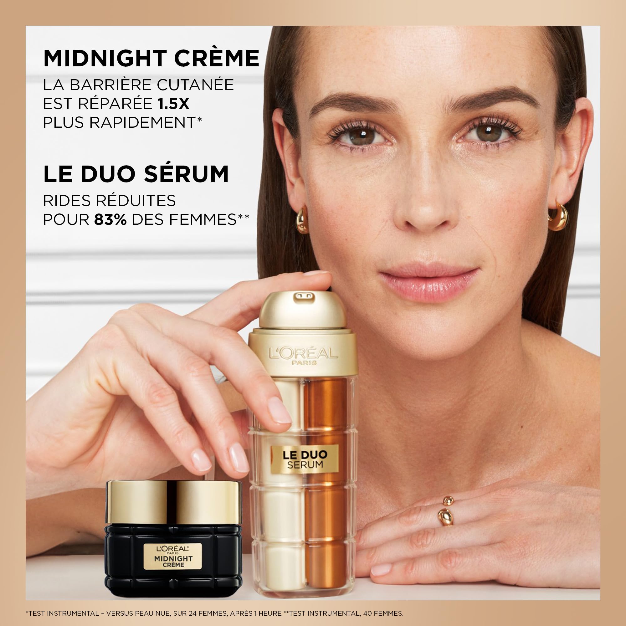 L'Oréal Paris Luksusowe pudełko przeciwstarzeniowe - pomysł na prezent, Midnight Crème and Serum Le Duo - Zabiegi przeciwzmarszczkowe, twarz, komfort, dla gładszej, jędrnej i lśniącej skóry