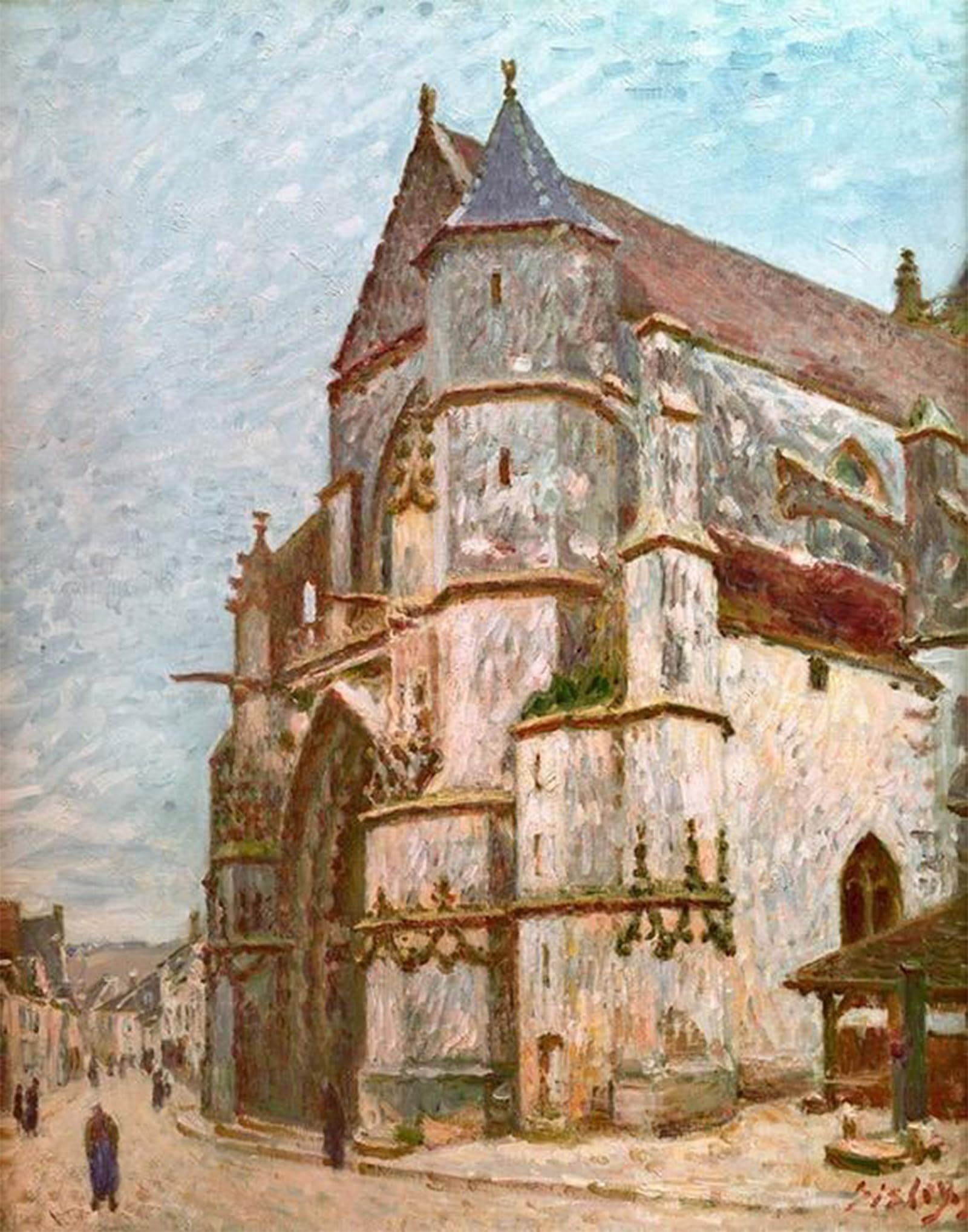 SERENDIPITP Vintage Picture Print on Canvas Wall Art Poster Church in Moret in Winter by Alfred Sisle Artwork Print Poster for Wall Decor 60x90cm