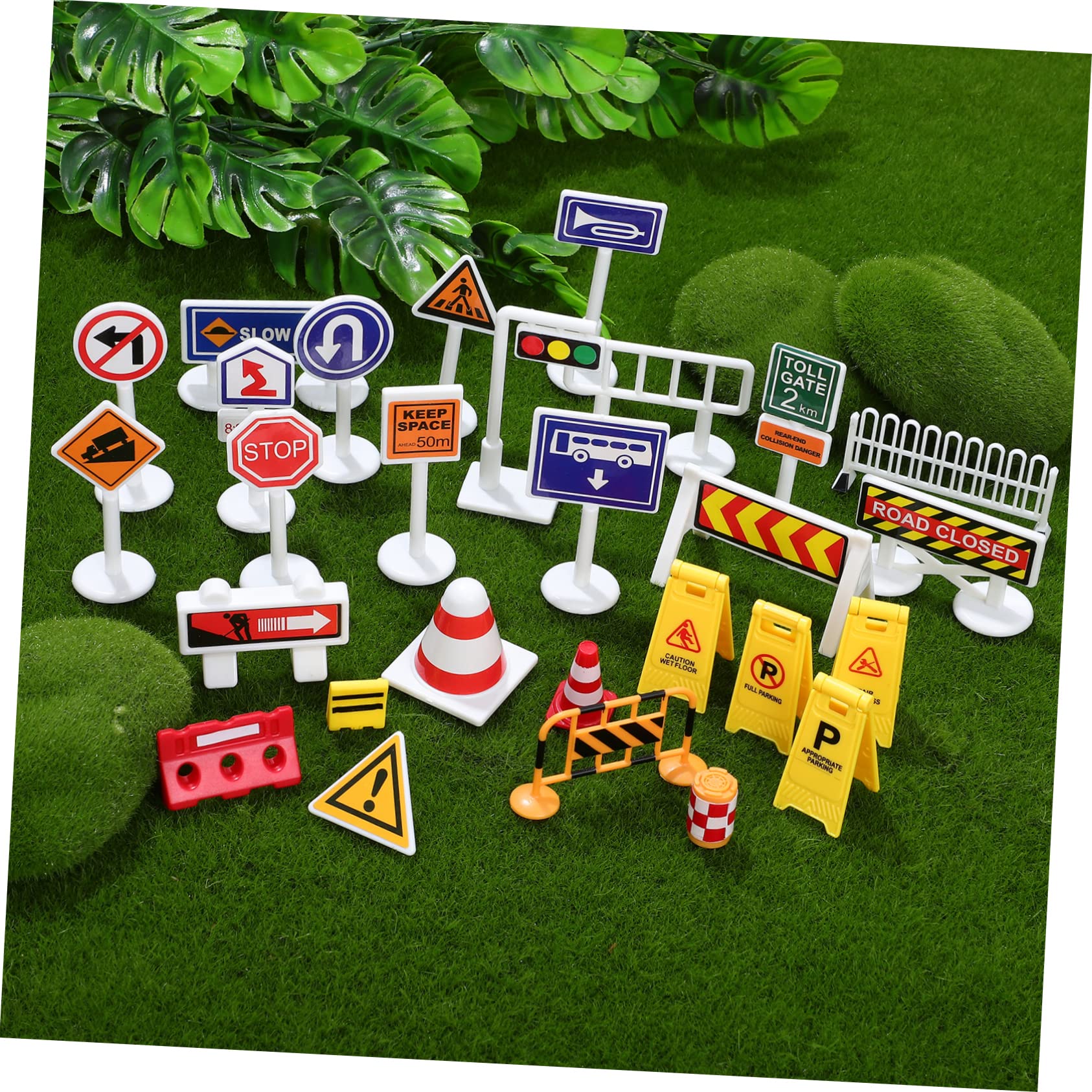 Ensemble de Jouets Circulation en Plastique Cônes et Panneaux de Signalisation pour Garçon et Filles, Modèle Simulation Créative pour Démonstrations Routières