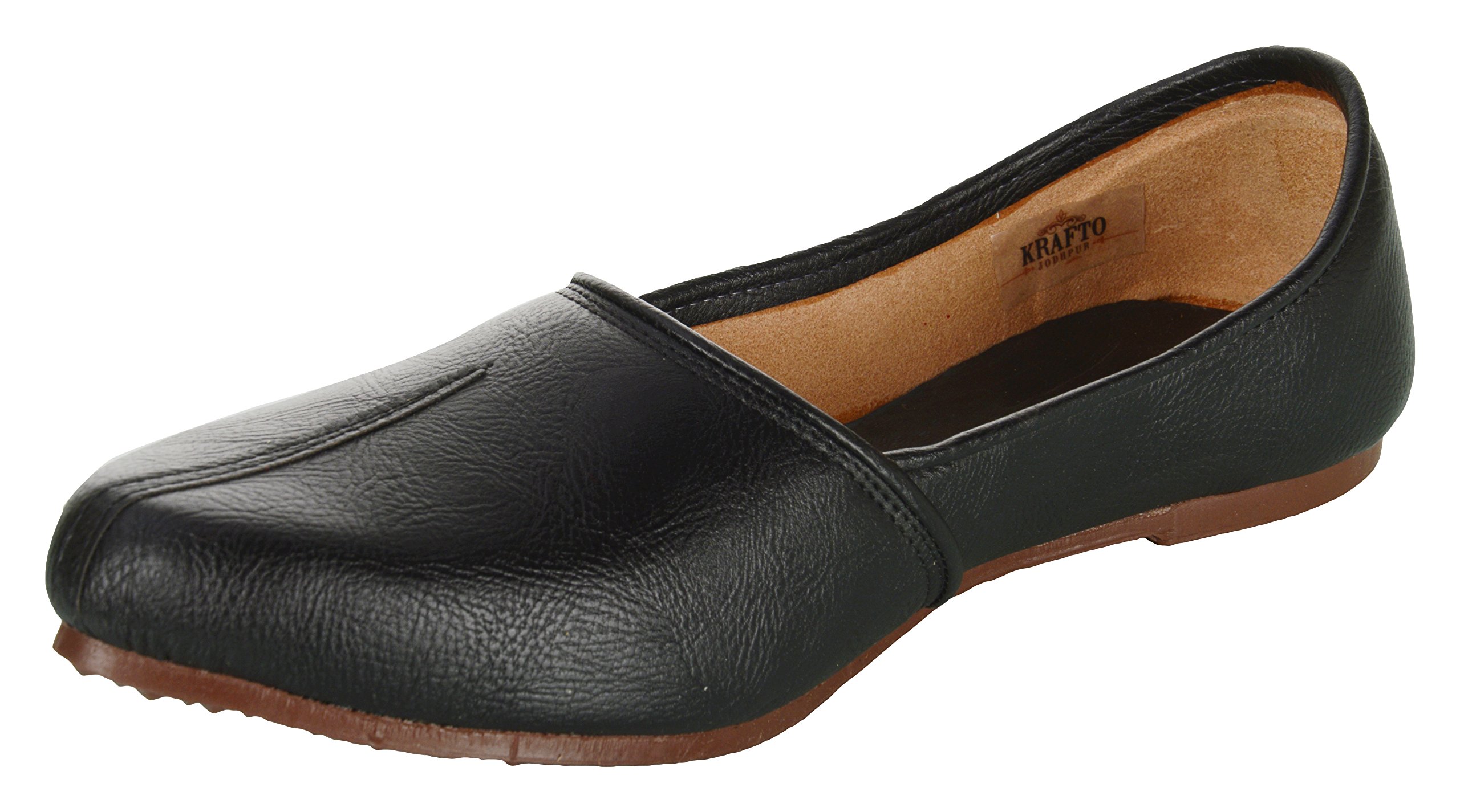 Krafto Men's Black Split Jalsa Leather Juttis