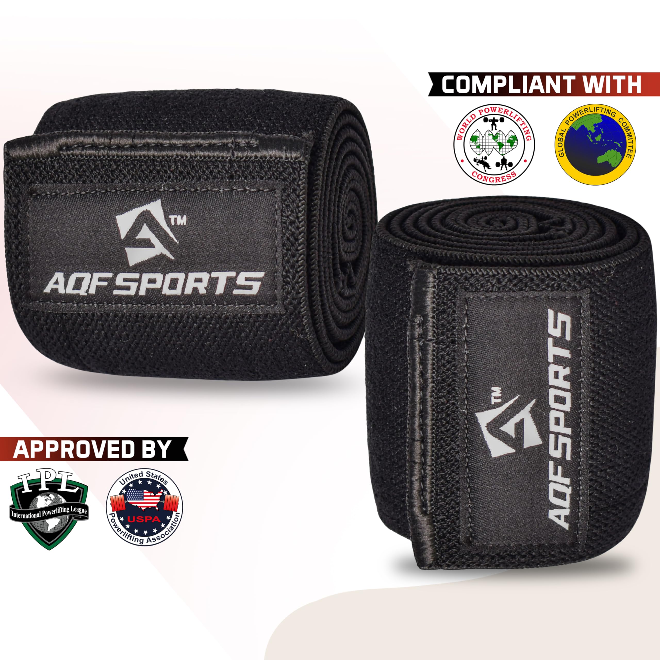 AQF Fitness Ellenbogenbandagen für Gewichtheben (Paar)- 101,6 cm Elastische Bandagen für Kraftsport, Powerlifting Zuverlässige Ellbogenschützer für Bankdrücken & Fitnessstudio Training (Schwarz)