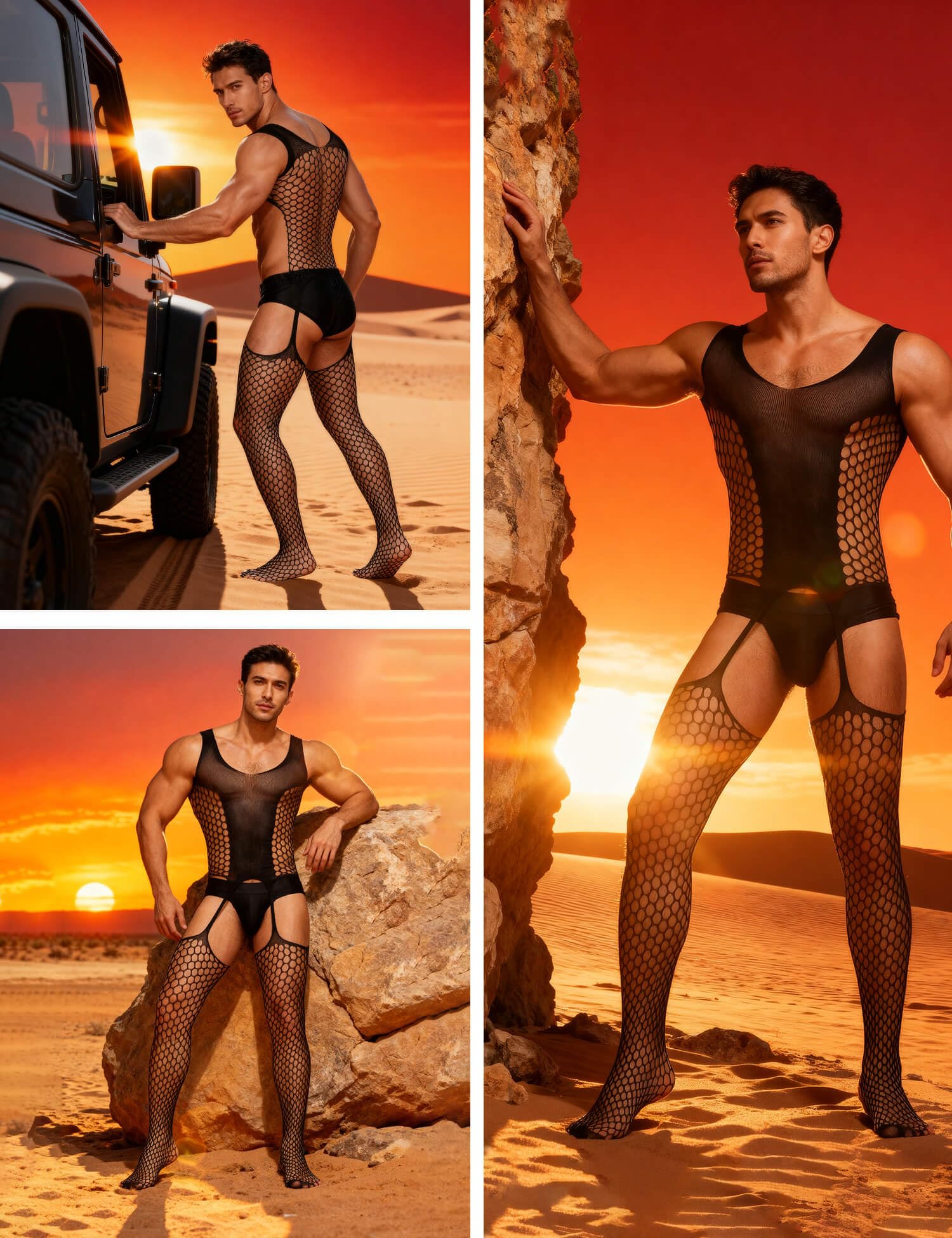 ohyeahlady Body a Rete Hot Aperto Uomo Taglie Forti Bodystocking Intero Aperto Rete Nylon Collant Completo Intimo Pizzo Biancheria Intima Lingerie Collant Hot Calze Nightwear Clubwear