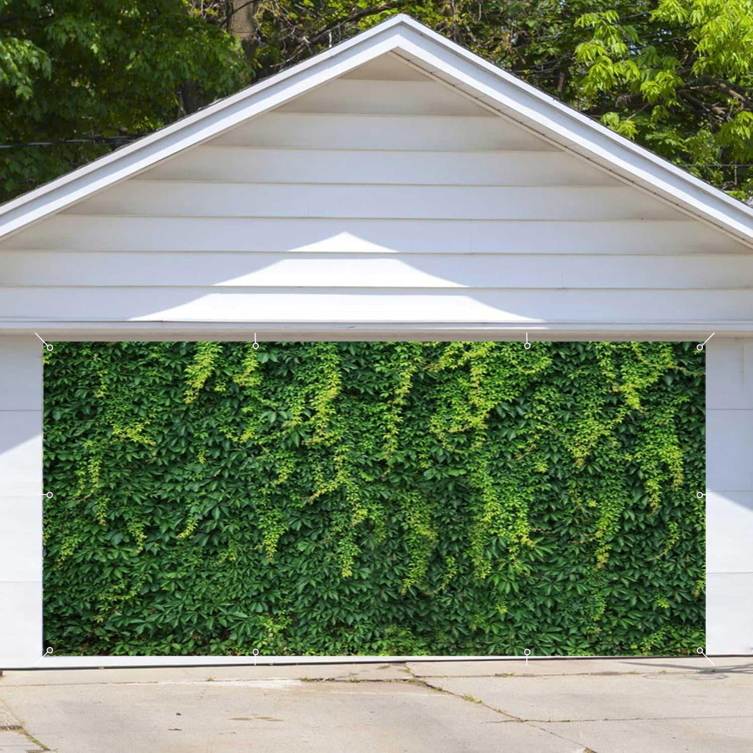 Easter Green Leaves Backdrop 8x16ft – Large Spring Greenery Leaf Garage Door Banner Cover for Birthday Party, Baby Shower, Wedding, Bridal Shower & Outdoor Garage Door Decorations