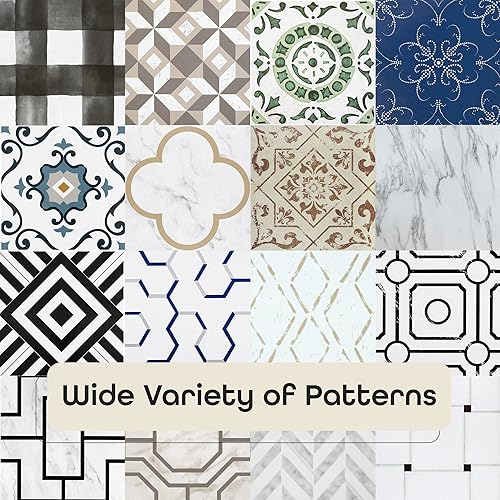 Miniatura 101 de Achim Home Decor - Azulejos de vinilo autoadhesivos retro de 12 pulgadas, 20 azulejos de 12 x 12 pulgadas, patrón de borde, despegar y pegar, suelo