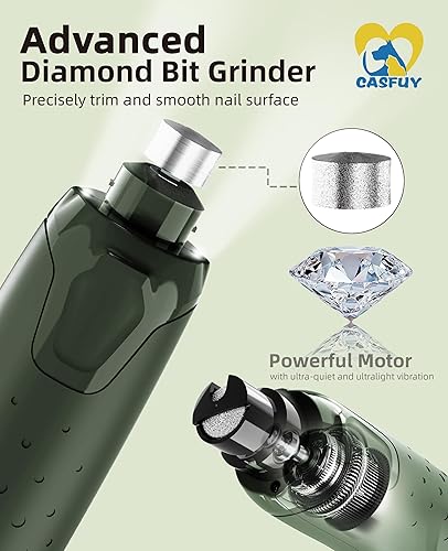 Miniatura 7 de Casfuy Molinillo de uñas para perros silencioso  (45 db) de 6 velocidades con 2 luces LED para perros y gatos grandes, medianos y pequeños,