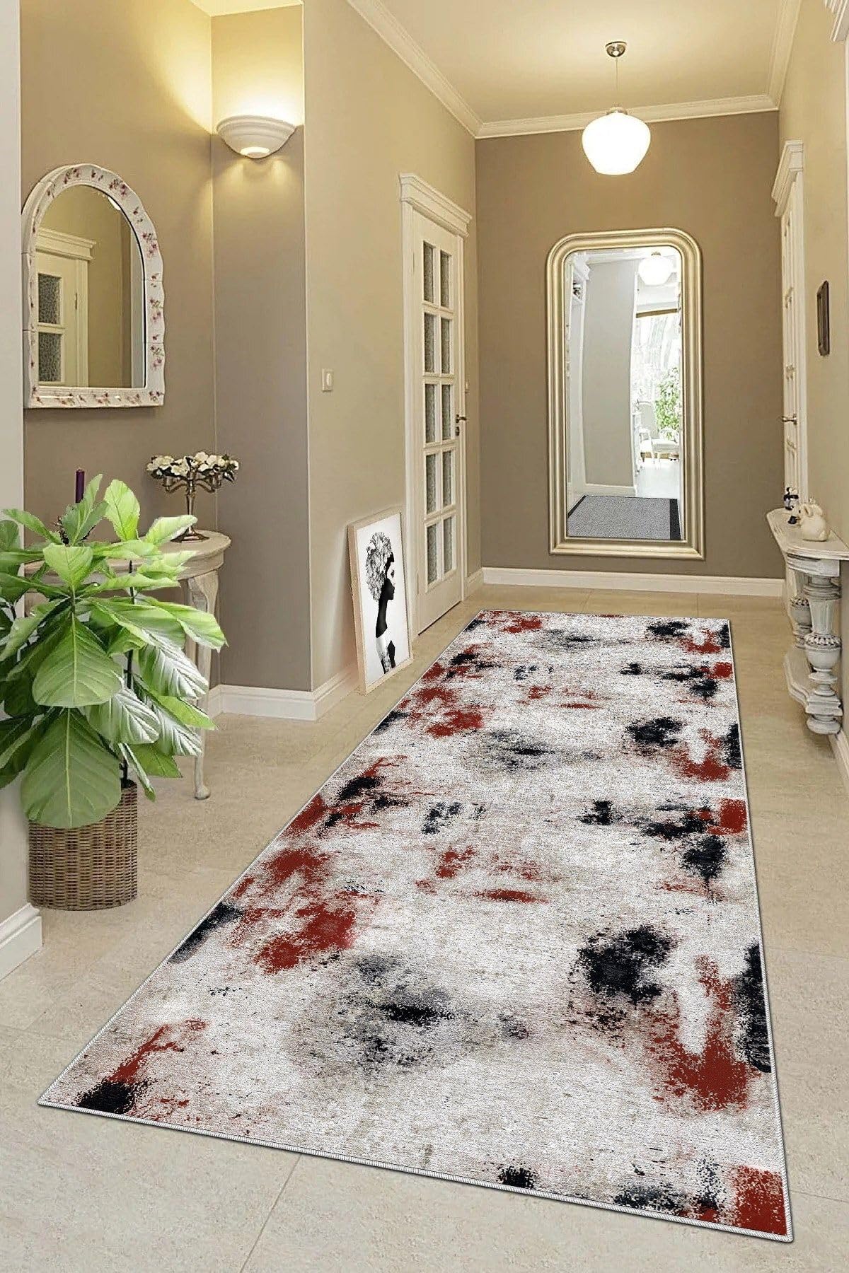 Pelangi Batik Desenli Renk Geçişli Dijital Baskı Yıkanabilir Kaymaz Taban Salon Halısı ve Yolluk, Karışık Renkli 80 x 600, 955518411110806007