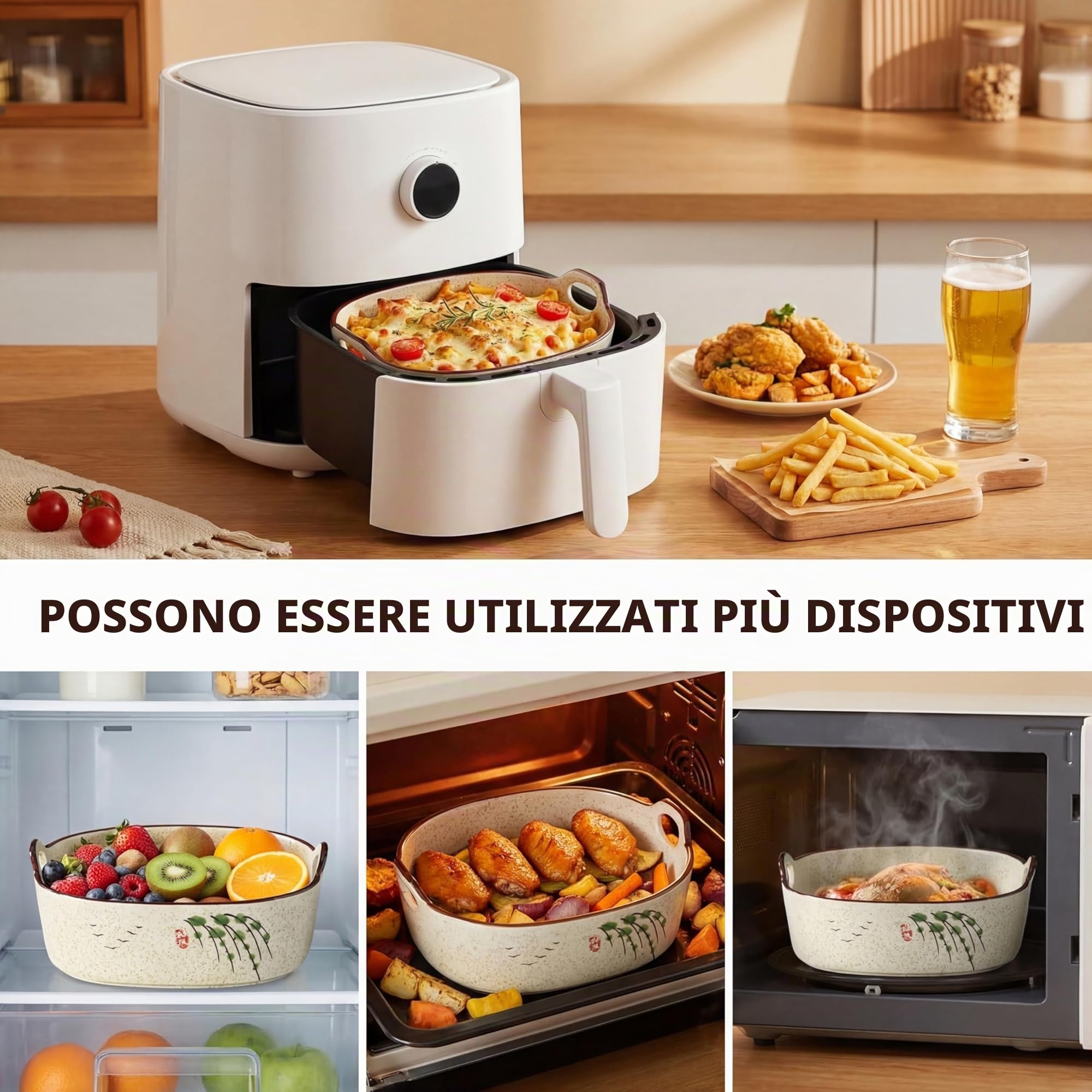 Pirofila piccola, pirofila in ceramica, teglia da forno con manici in ceramica, piccolo forno per lasagne, tiramisù, teglia da forno