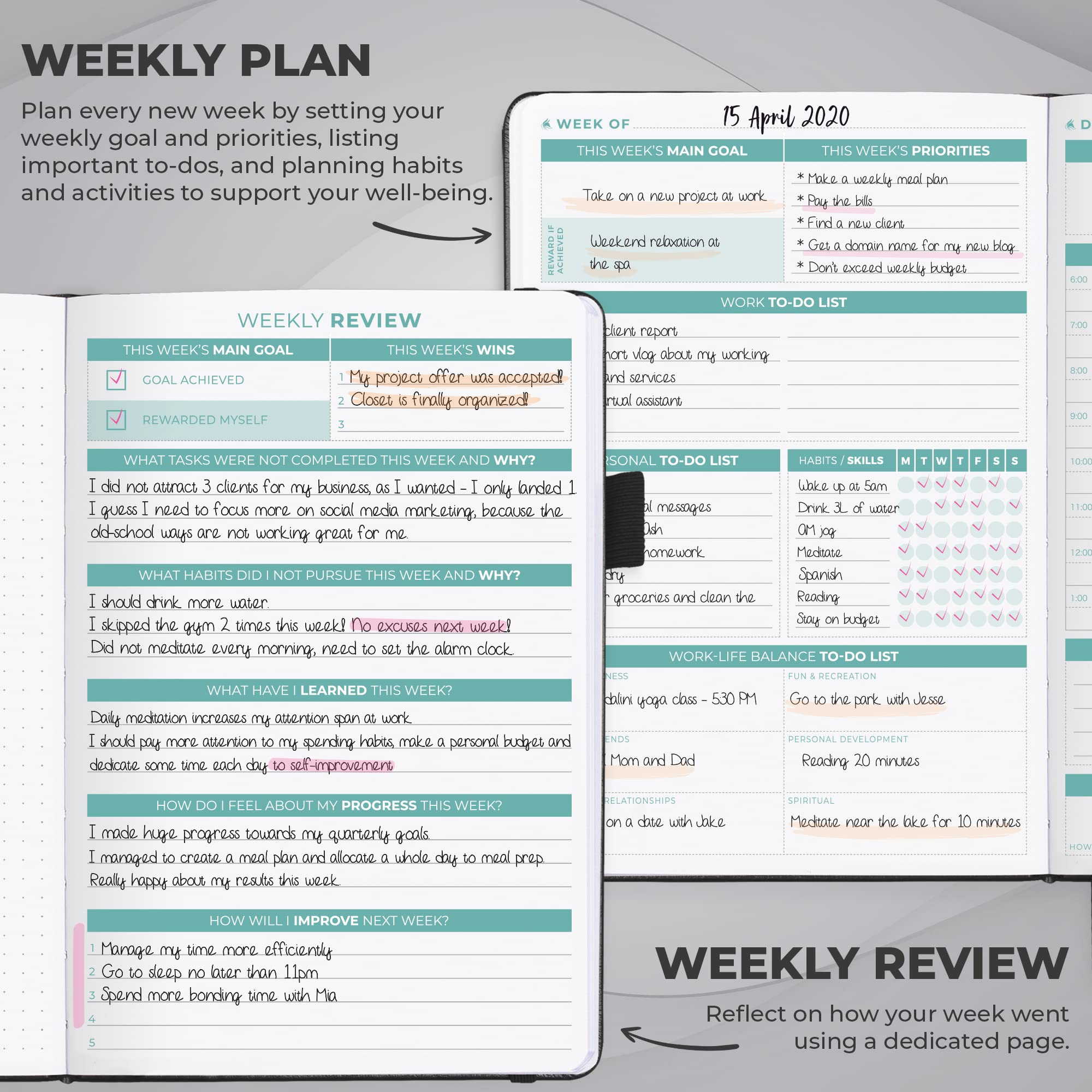 Clever Fox Daily Planner 2nd Edition, Undated Time Block Task Organizer with Hourly Schedule & To-do list, A5 - Image 4