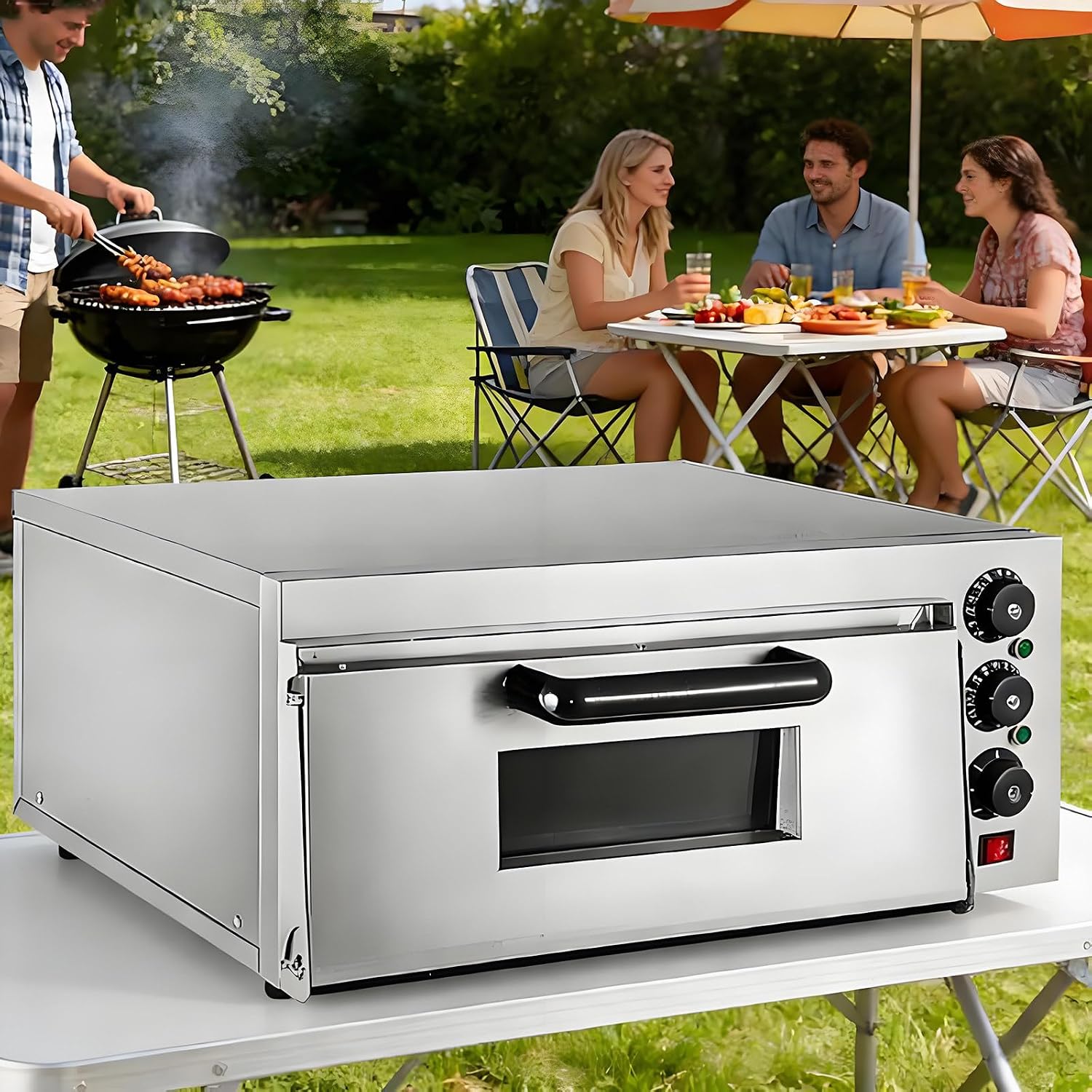 2000W/3000W Electric Pizza Oven,Countertop Stainless Steel Pizza Maker,Snack Oven,Commercial Pizza Drawer Toaster Oven,with Timer/Temperature Control SingleLayer