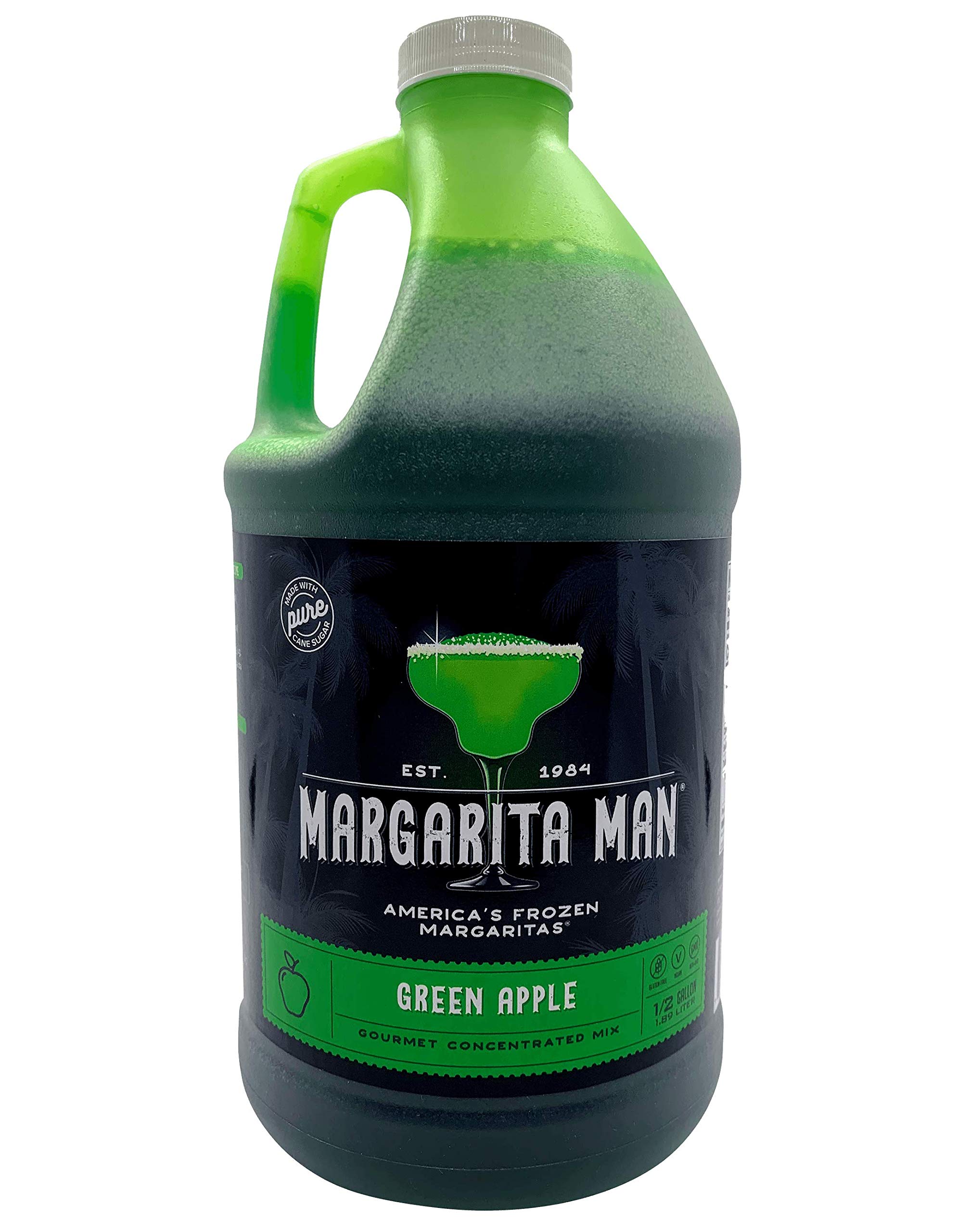 Margarita Man Sour Green Apple Mix Concentrate | Appletini Cocktail Mix | 64 oz bottle, makes 56 drinks | Pure cane sugar