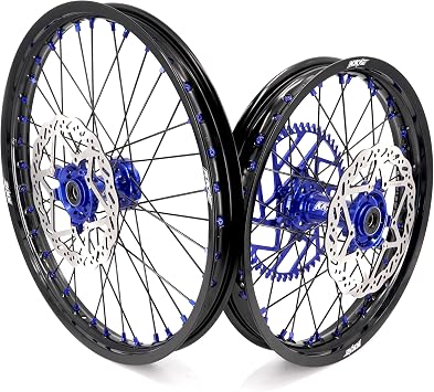 KKE 21/18 Wheels Rims set for Sur ron Ultra Bee X 2023-2025 Off-road Spoked Rim with 240MM Front Disc & 53T Sprocket Blue