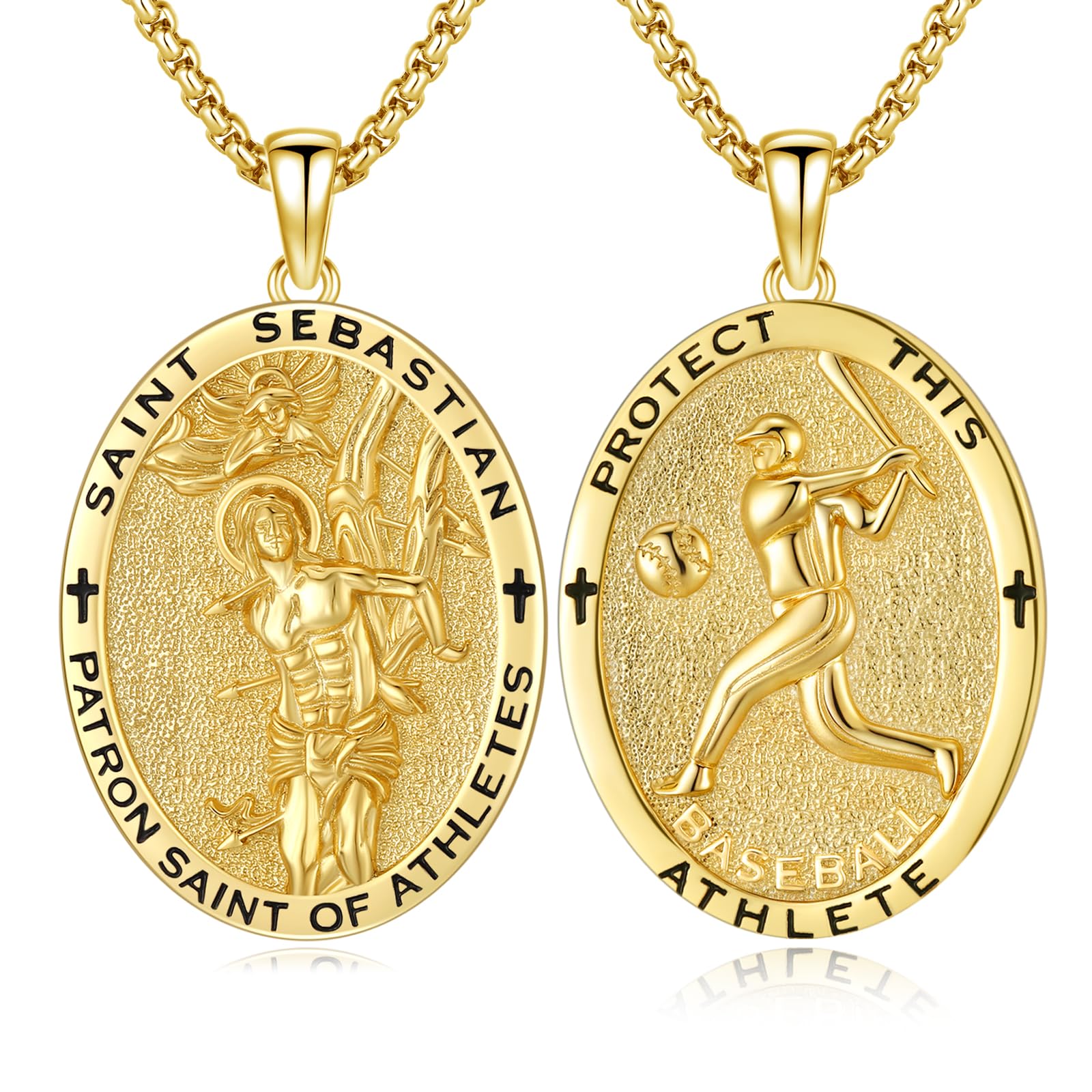 Silver/14K Gold Patron Saint Medal Amulet Necklace for Men Women