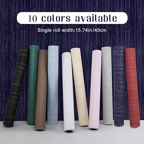 Miniatura 2 de Papel Tapiz de Tela de Hierba Azul Marino Despegar y Pegar - 15.7"x120" Papel Tapiz Vintage Removible Impermeable para Paredes de Habitaciones, Azul