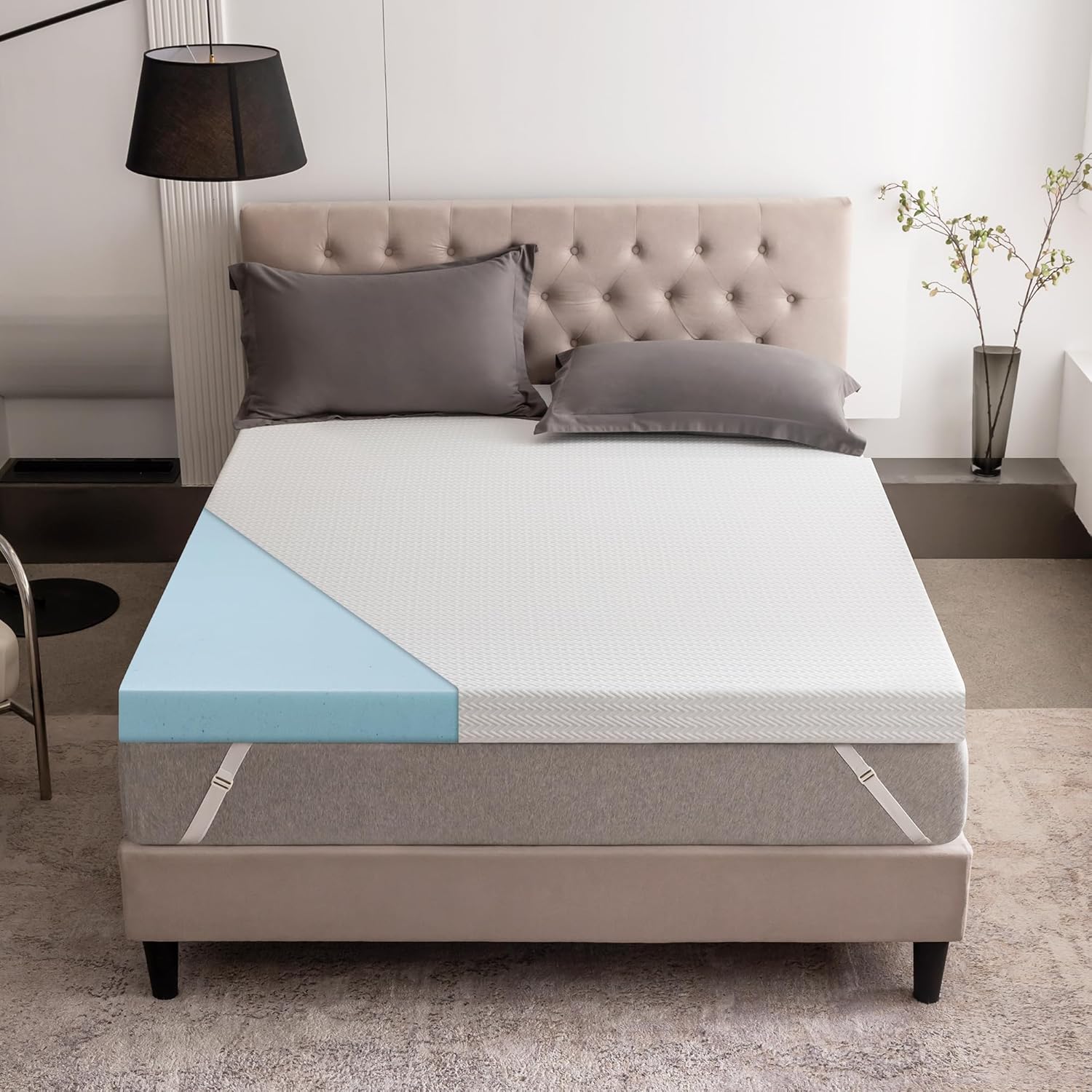 3 Inch Queen Gel Memory Foam Mattress Topper, Cooling Bed Topper with Removable Cover, Soft & Pain Relief & Breathable, CertiPUR-US & Oeko-Tex Certified Queen 3 Inch