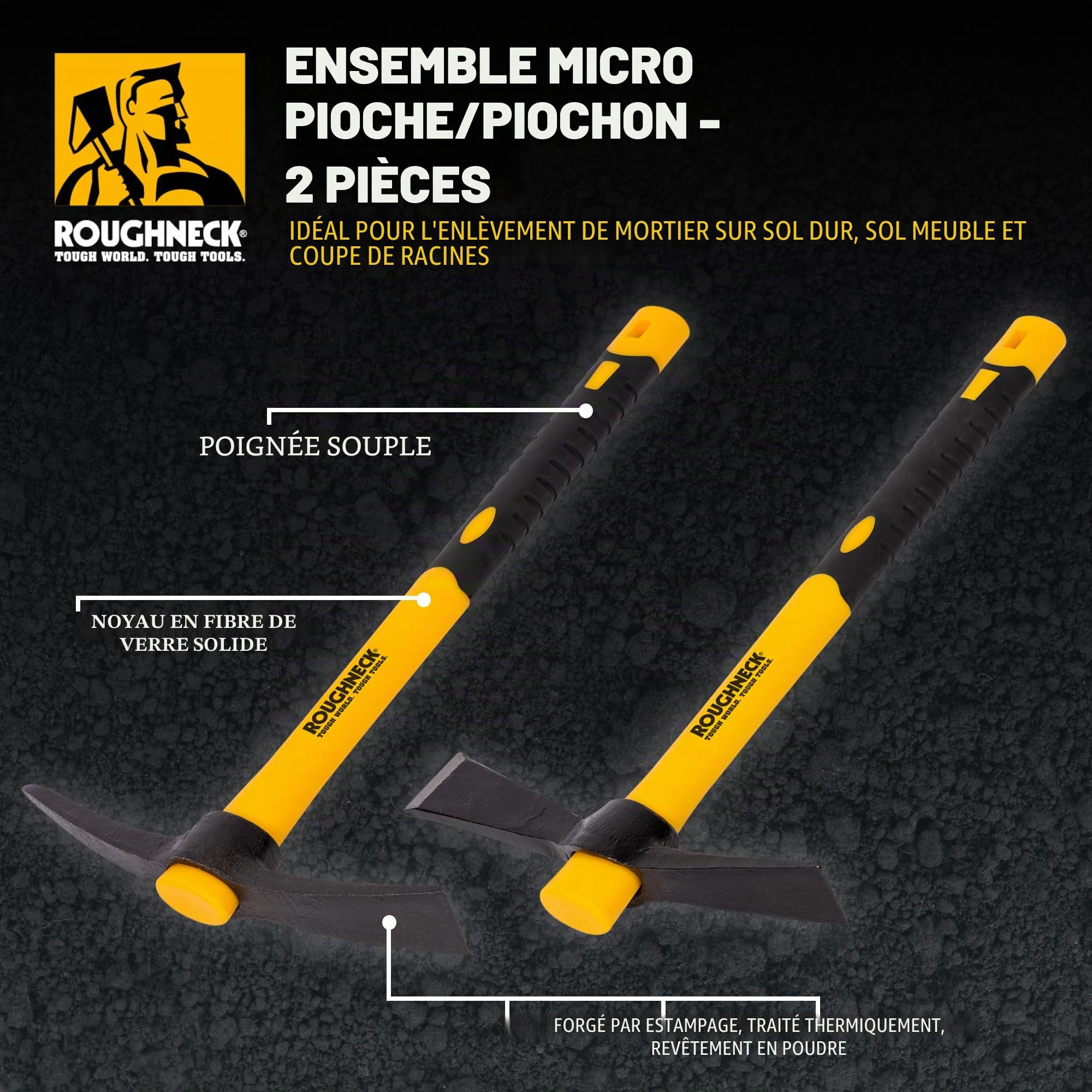 Roughneck ROU64015 Lot de 2 pièces comprenant : 1 micro médiator et 1 cutter Mattock (380 mm)