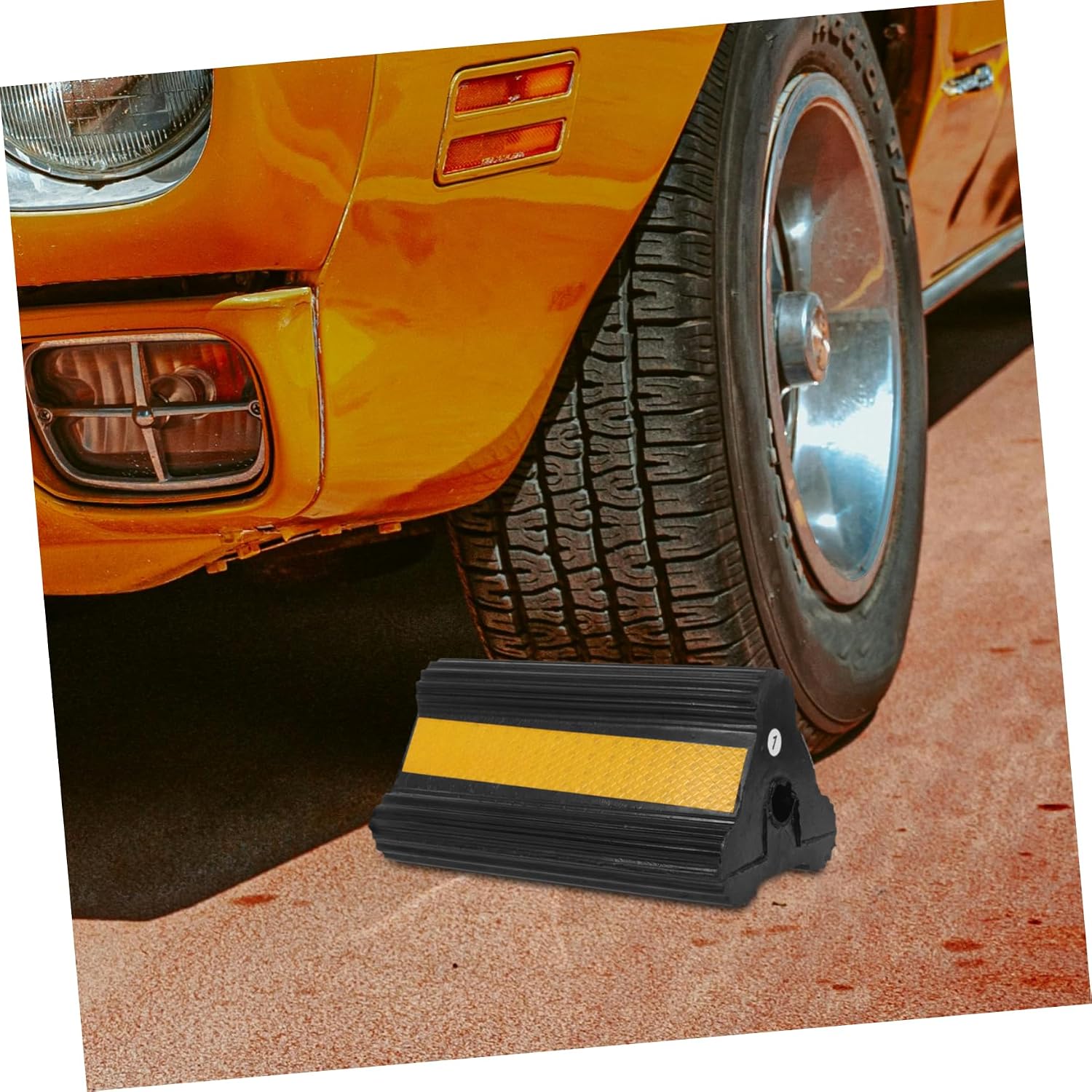 GLEAVI Rubber Wheel Stoppers Heavy Duty Wheel Chocks Rope Handle Non-Slip for Vehicles
