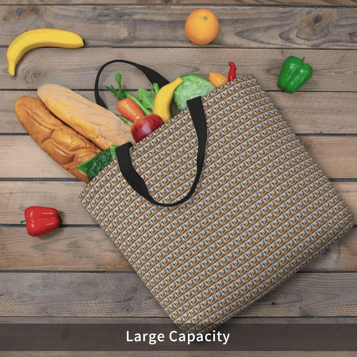 Horses Running Art Print Eco-Friendly Tote Lightweight Grocery Bag Daily Commuting Travel Beach Gym Use