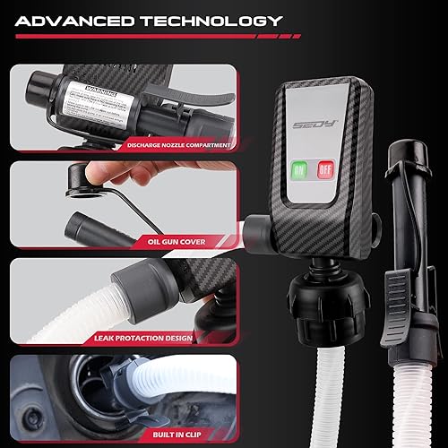 Miniatura 7 de Bomba de transferencia de combustible alimentada por baterías, sensor de parada automática, bomba de transferencia de manguera de 51 pulgadas con