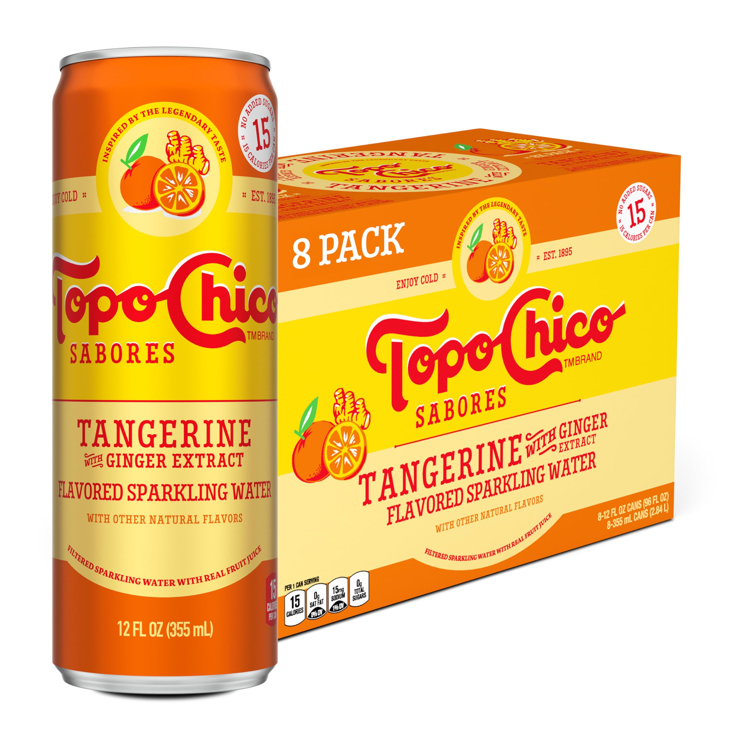 Topo Chico Sabores Tangerine with Ginger Extract 12oz 8pk