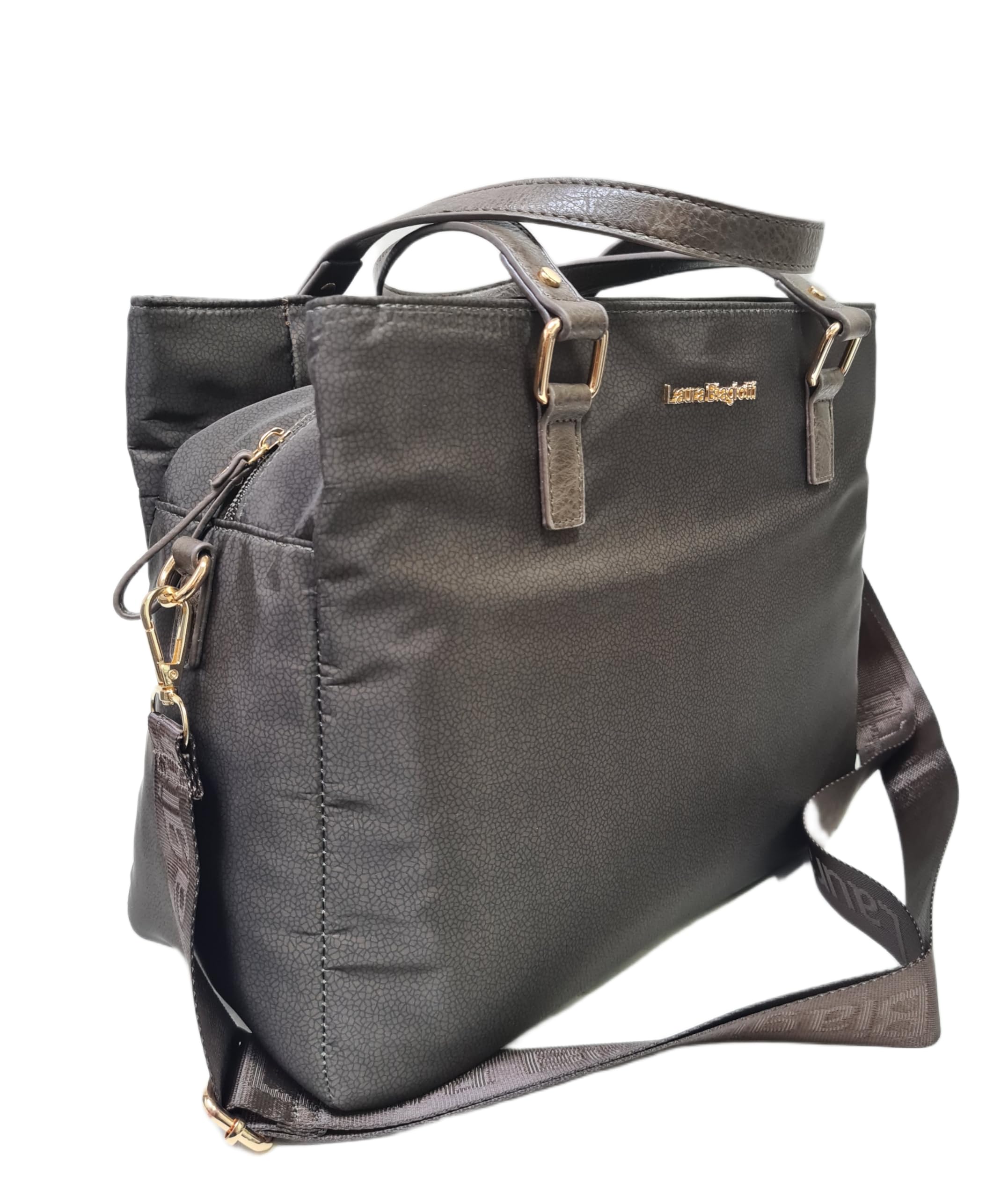 Laura Biagiotti Borsa Donna Tote Lorde, Nylon con Texture, Manici in Ecopelle, 31x25x14 cm, con Tracolla Regolabile e Scomparti Multipli Art. LB 101-34