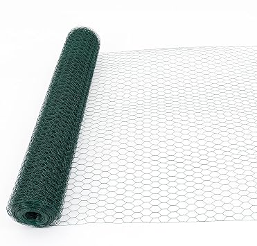 YUNKE Large Size Galvanized Hexagonal Floral Green Chicken Wire, Outdoor Anti-Rust Chicken Wire Poultry Netting for Garden, Large Chicken Coop Wire Fencing
