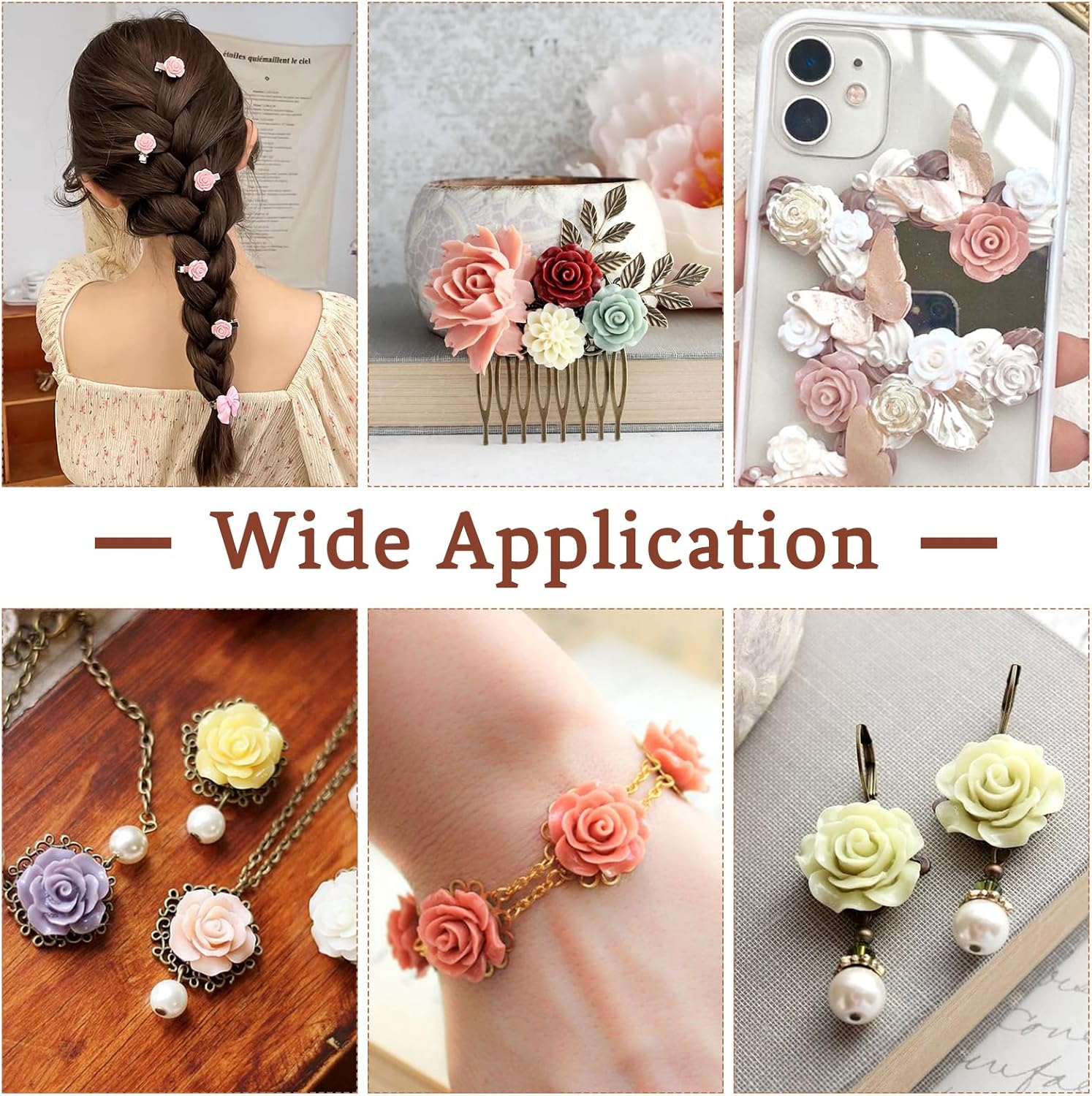 Craftdady 200Pcs Resin Rose Flower Flatback Cabochons 18-20mm Undrilled Random Mixed Colors Floral Decor Charms for Phone Case Scrapbooking Jewelry Making - Image 6