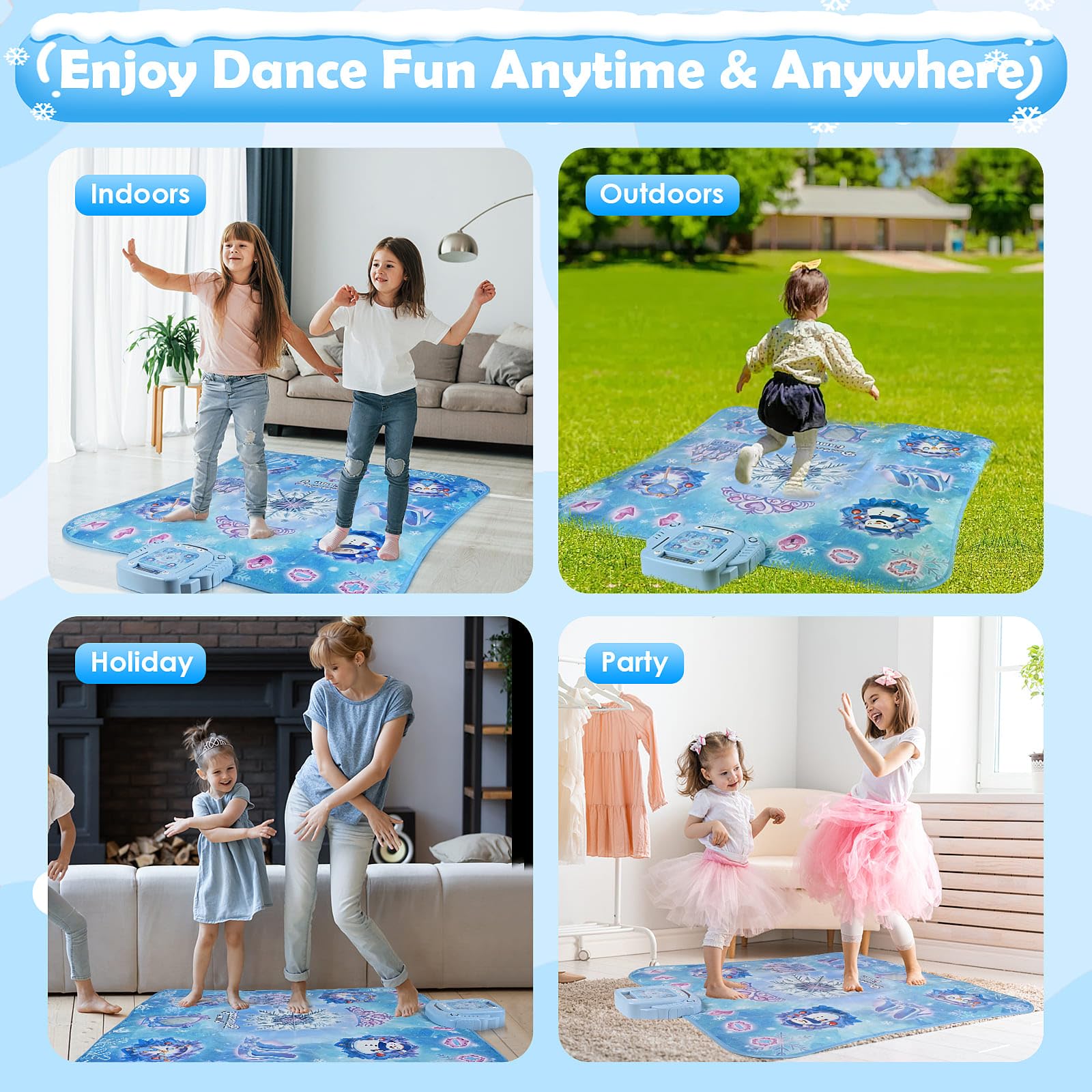 Euakee Tanzmatte für Kinder ab 3-12 Jahre, Kindertanzmatten mit 8 Tasten und Bluetooth, Musikmatte mit 4 Spielmodi und 9 Niveaus, Geschenke für Mädchen ab 3 4 5 6 7 8 9 10 11 12+ Jahre