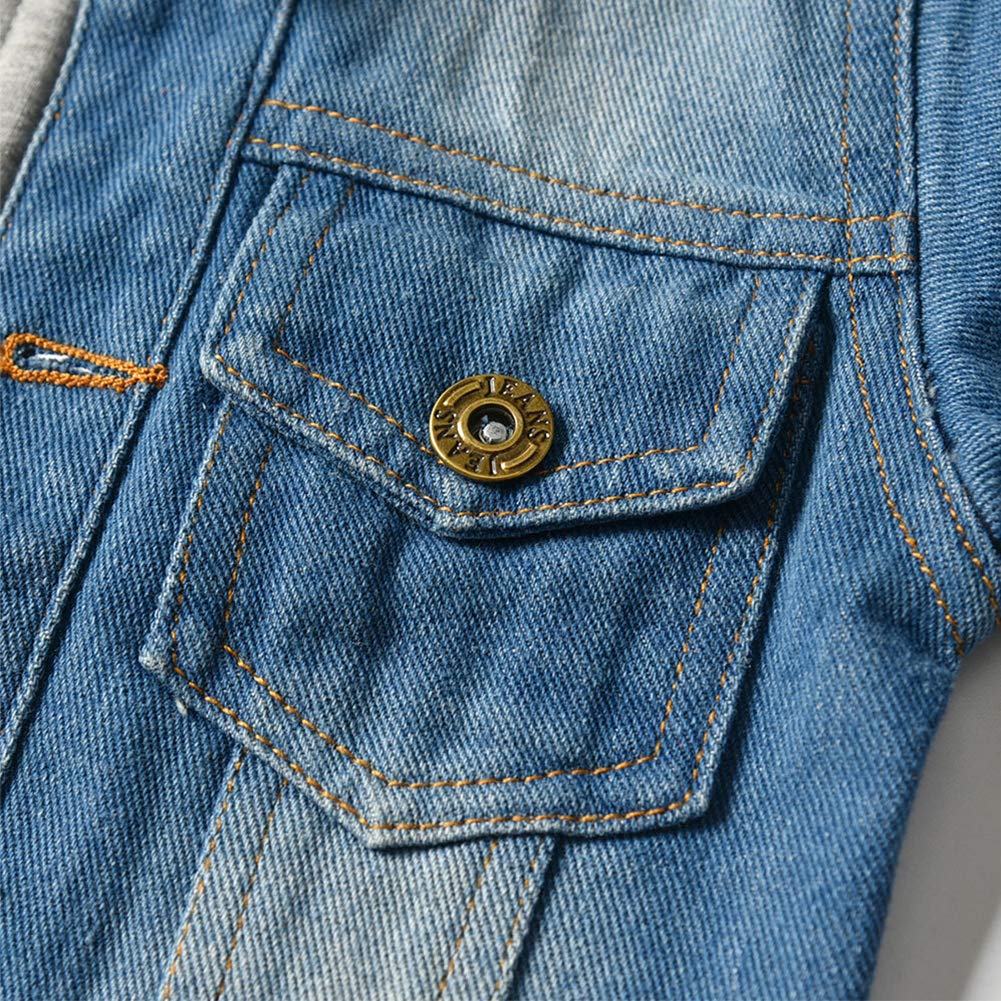 FYMNSI Bébé Garçons Veste en Jean Vêtements en Jean Capuche à Manches Longues Blouson Motif Floral Brodé Manteau Décontracté de Printemps Automne Outwear pour Enfants 6 Mois- 3 Ans