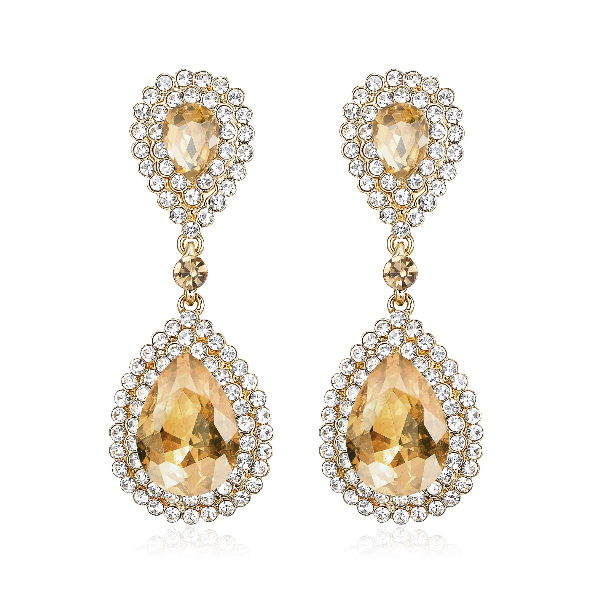 Women's Fashion Wedding Bridal Crystal Teardrop Infinity Dangle Earrings