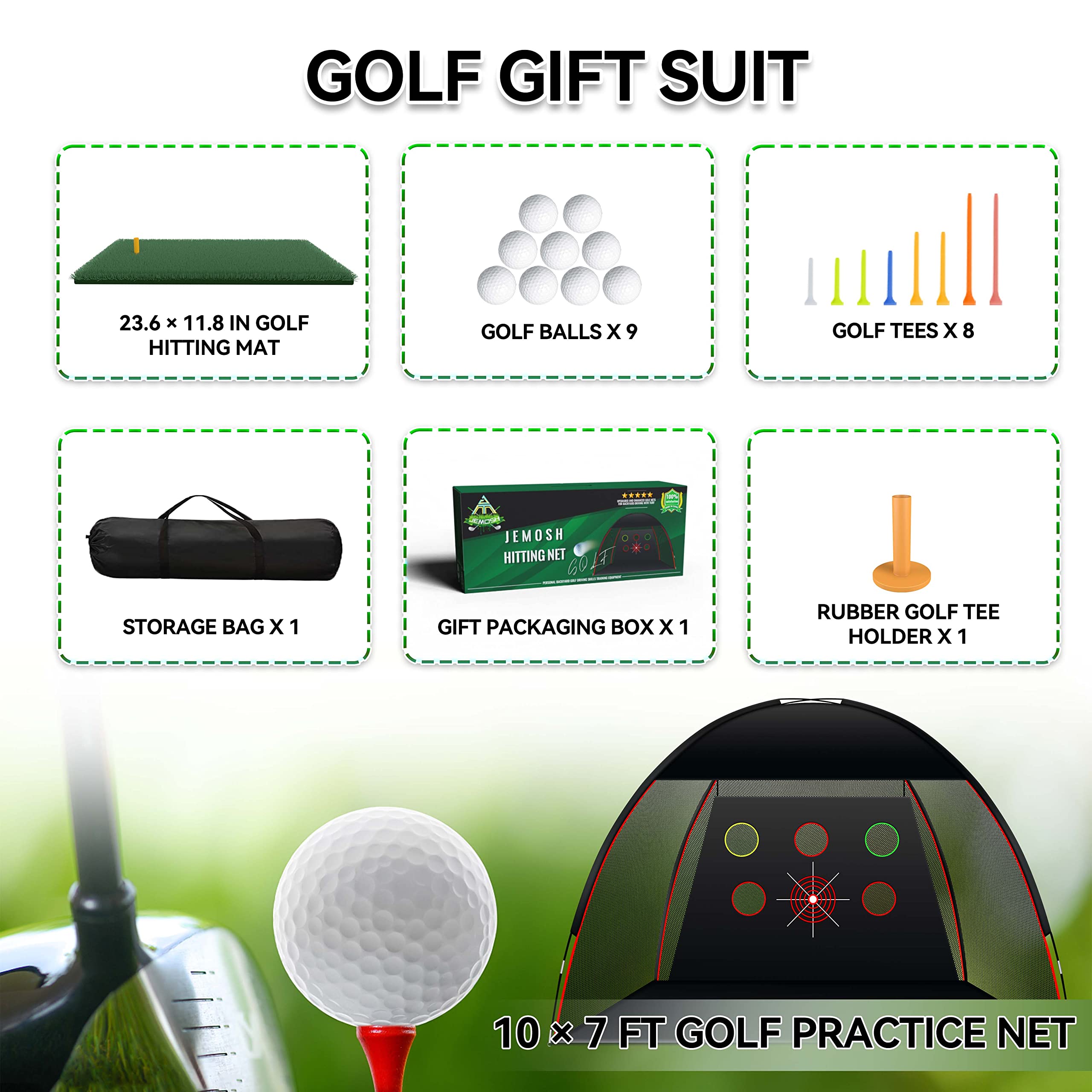 Golf Net, 10x7ft Golf Practice Net with Turf Mat, Golf Net for Backyard