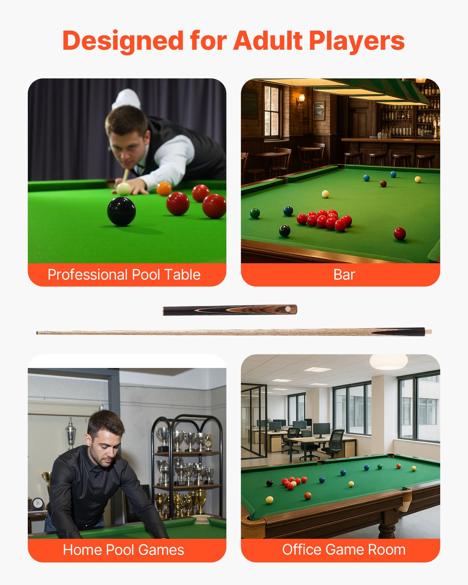 VEVOR Queue de Billard articulée 1447,8 mm, 540 g, Canne de Billard avec rallonge, Embout en Cuir de 9,5 mm et étui en Aluminium, Queue de Snooker pour Table de Billard Professionnelle, Bar, Maison