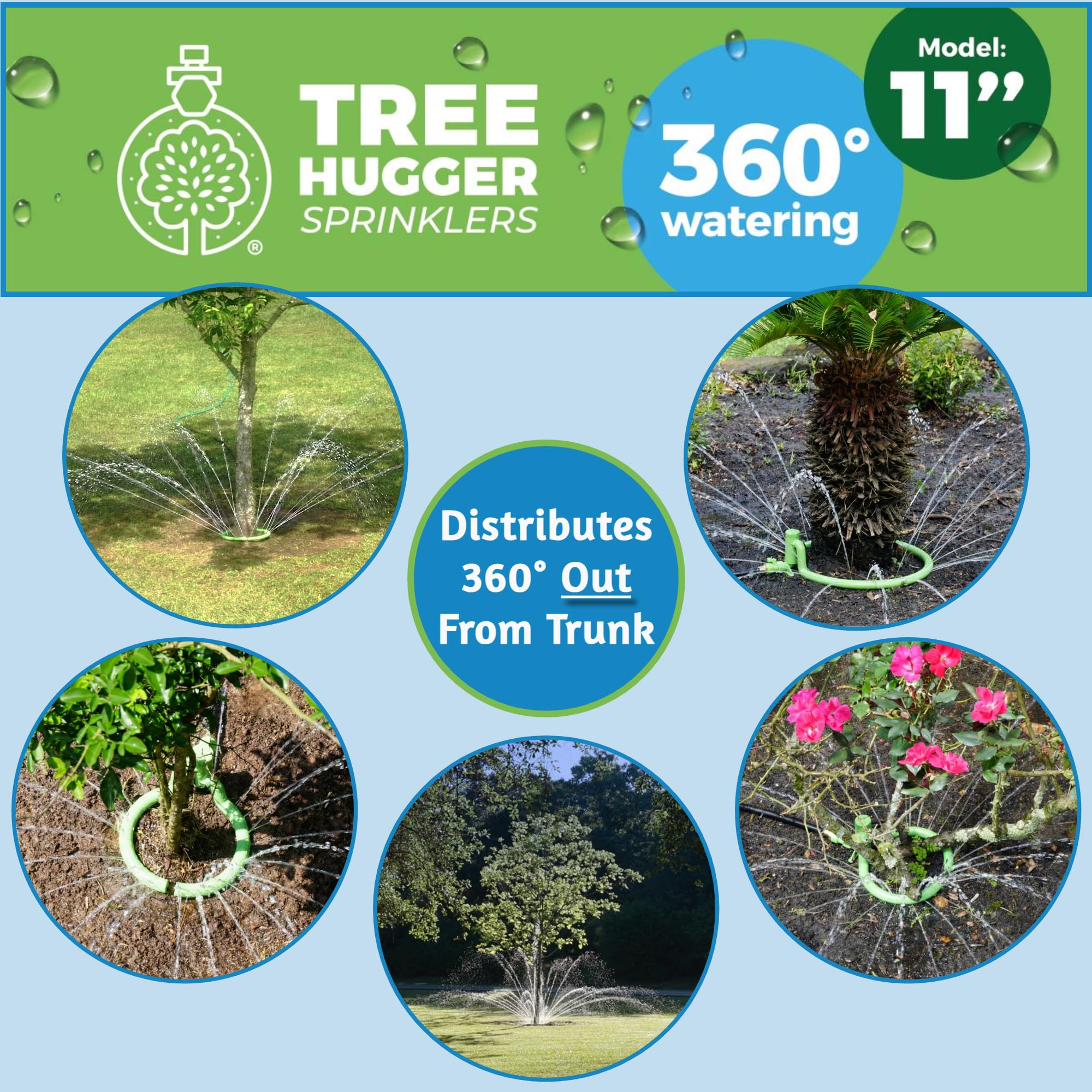 Tree Hugger Zraszacze 360 stopni zraszacz wody do drzew, pierścień do podlewania drzewa, który dociera do strefy odżywiania, narzędzie do nawadniania korzeni drzew i głębokiego irygatora do pni drzew
