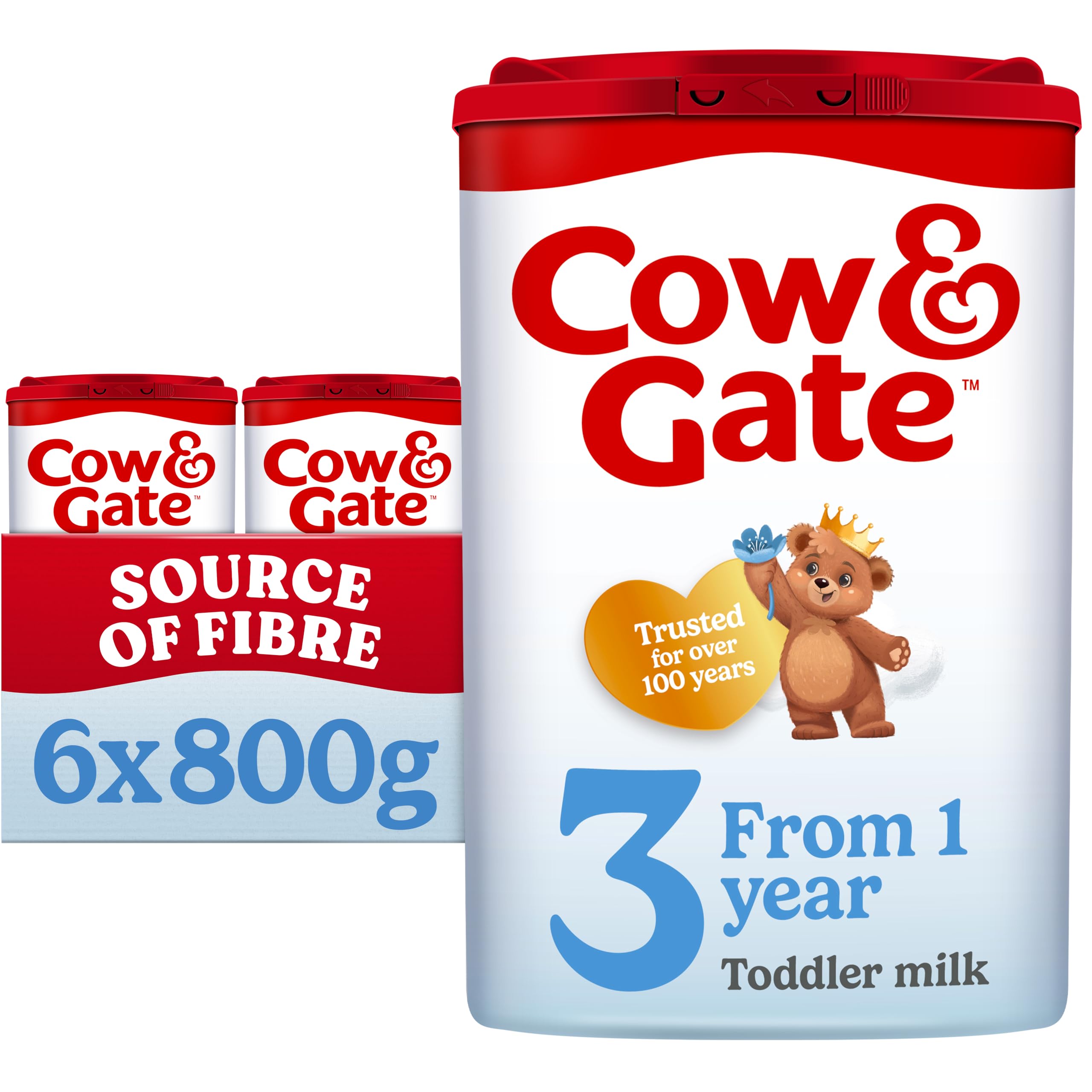 Cow & Gate 3 Toddler Baby Milk Powder Formula, 1-2 Years, 800 g (Pack of 6) - Packaging May Vary