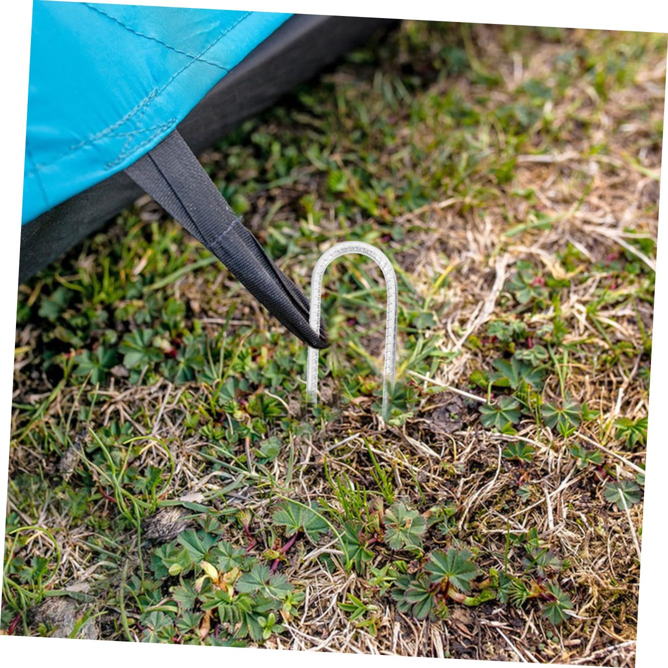 Piquets de Jardinage en U Acier Argenté, Lot de 8 pour Tente et Toile