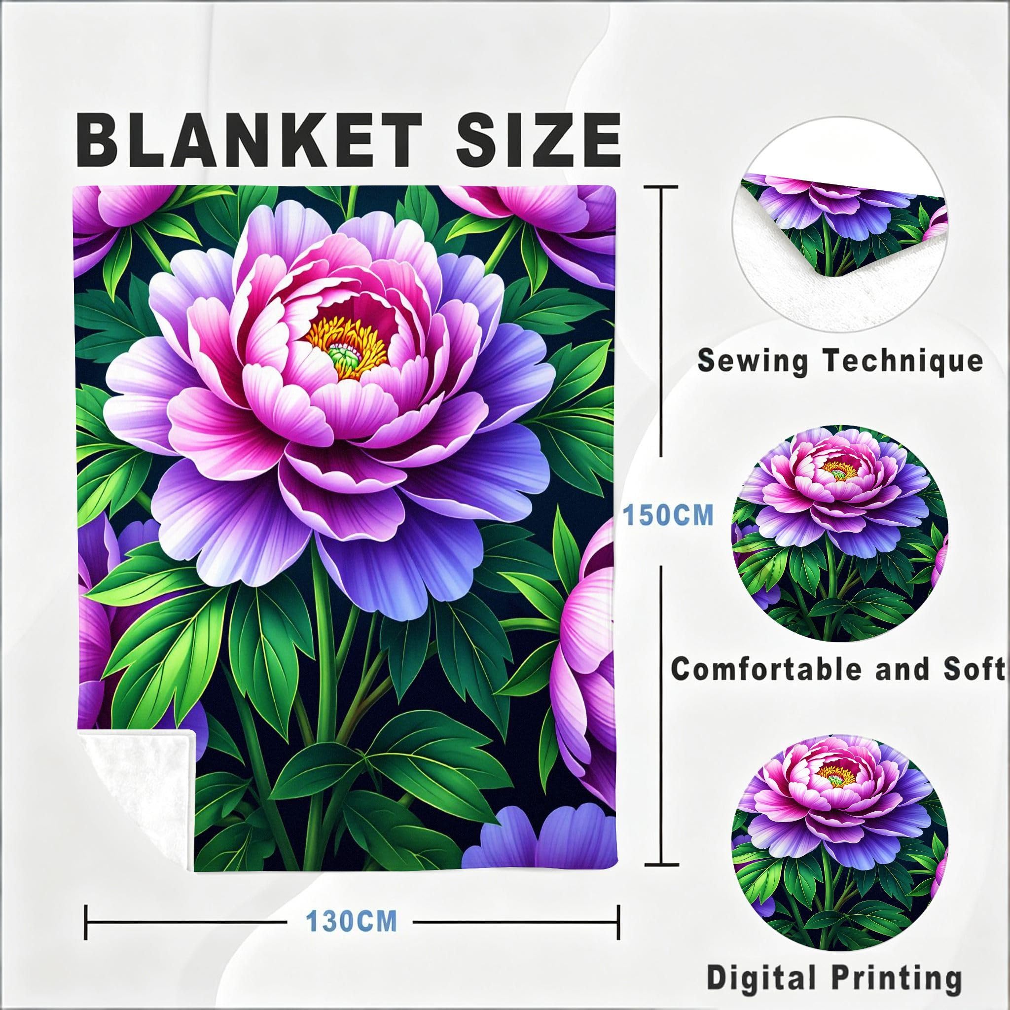 Wärme Dick Fleecedecke 220X240 cm Violette Pfingstrose, ZQ702