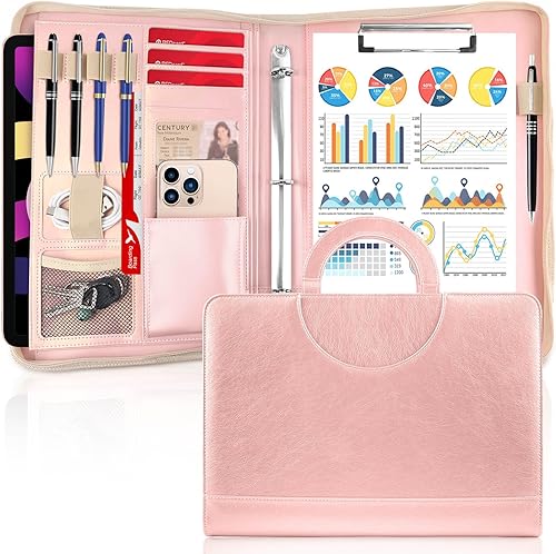 YHMHOG Carpeta organizadora con asa, bloc de escritura con cremallera, tamaño legal, carpeta de negocios, entrevista para hombres y mujeres, color